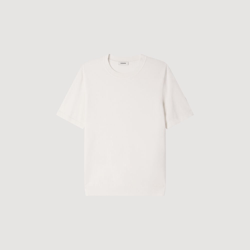 Sandro T-Shirt aus Strick – Ecru – Ansicht 6