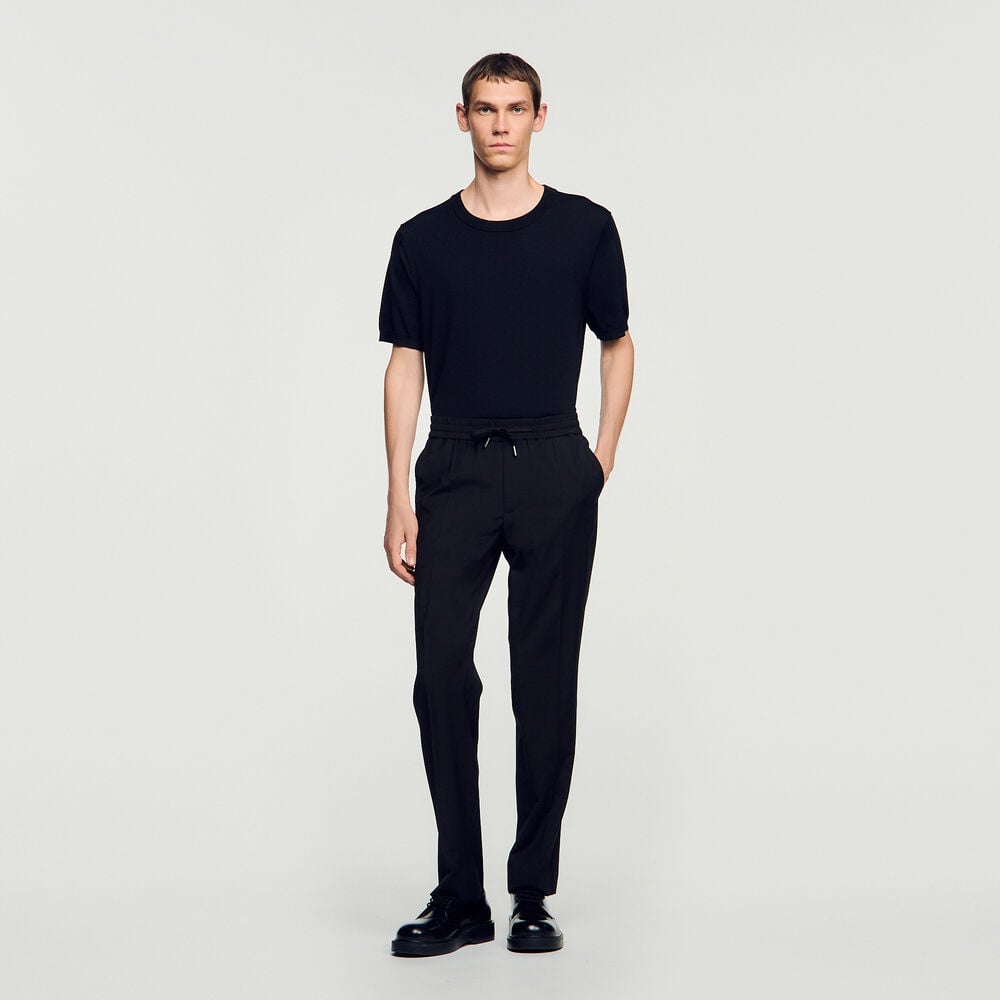Sandro Pantalon droit élastiqué – Noir