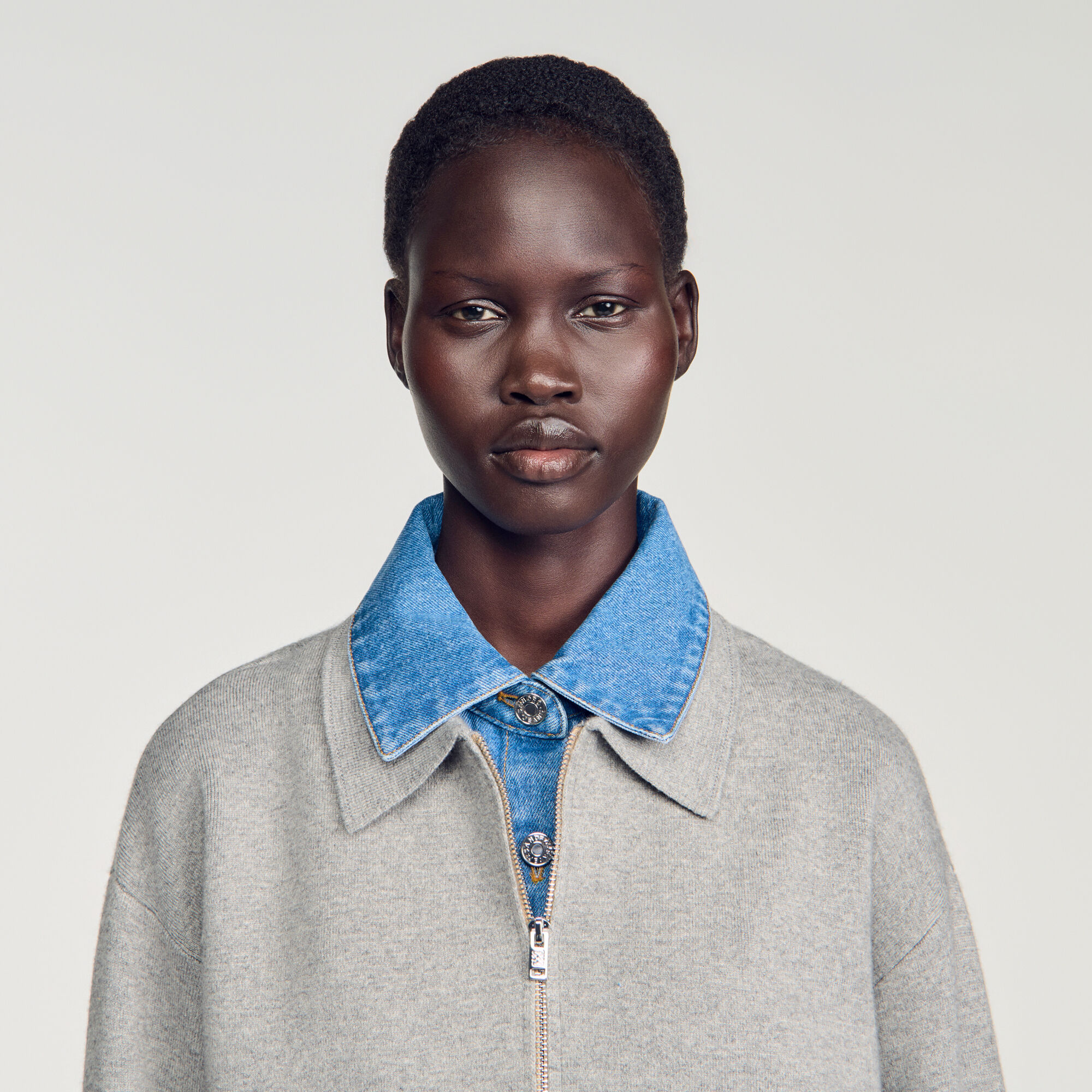 Cardigan zipp&eacute; effet 2 en 1 - Femme | Sandro Paris
