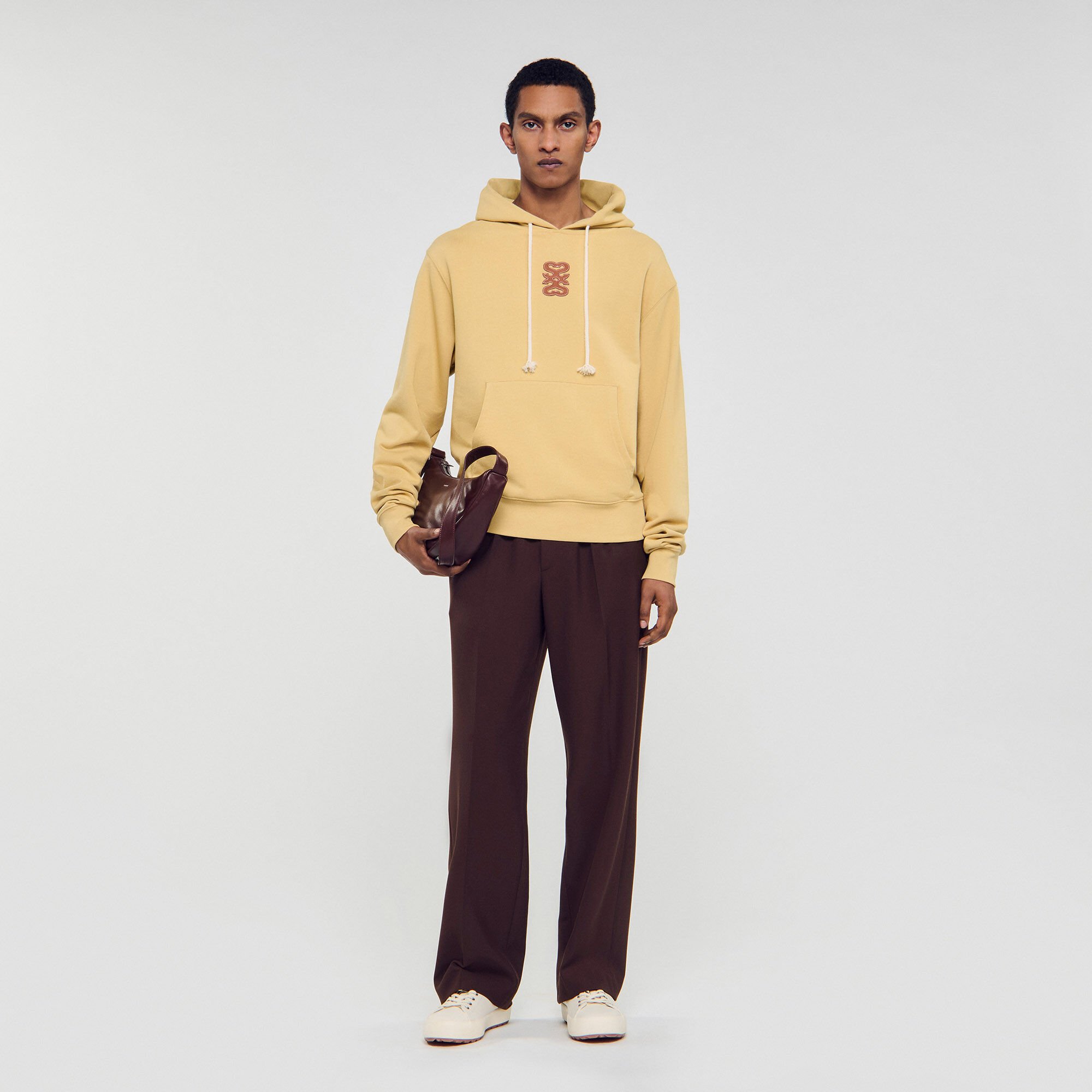 Sweatshirt à patch en cuir