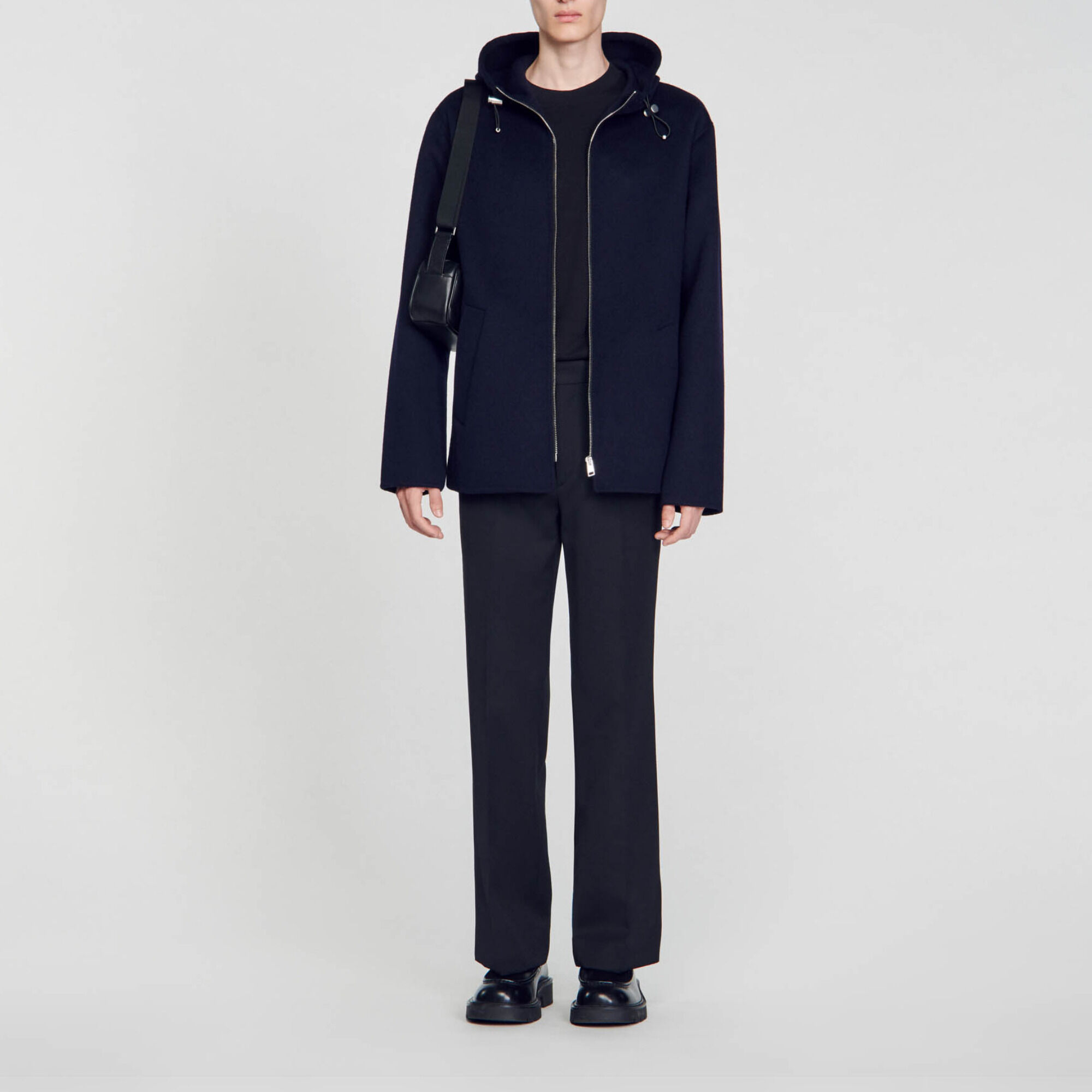 Coupe vent a capuche bleu pour homme Sandro Paris