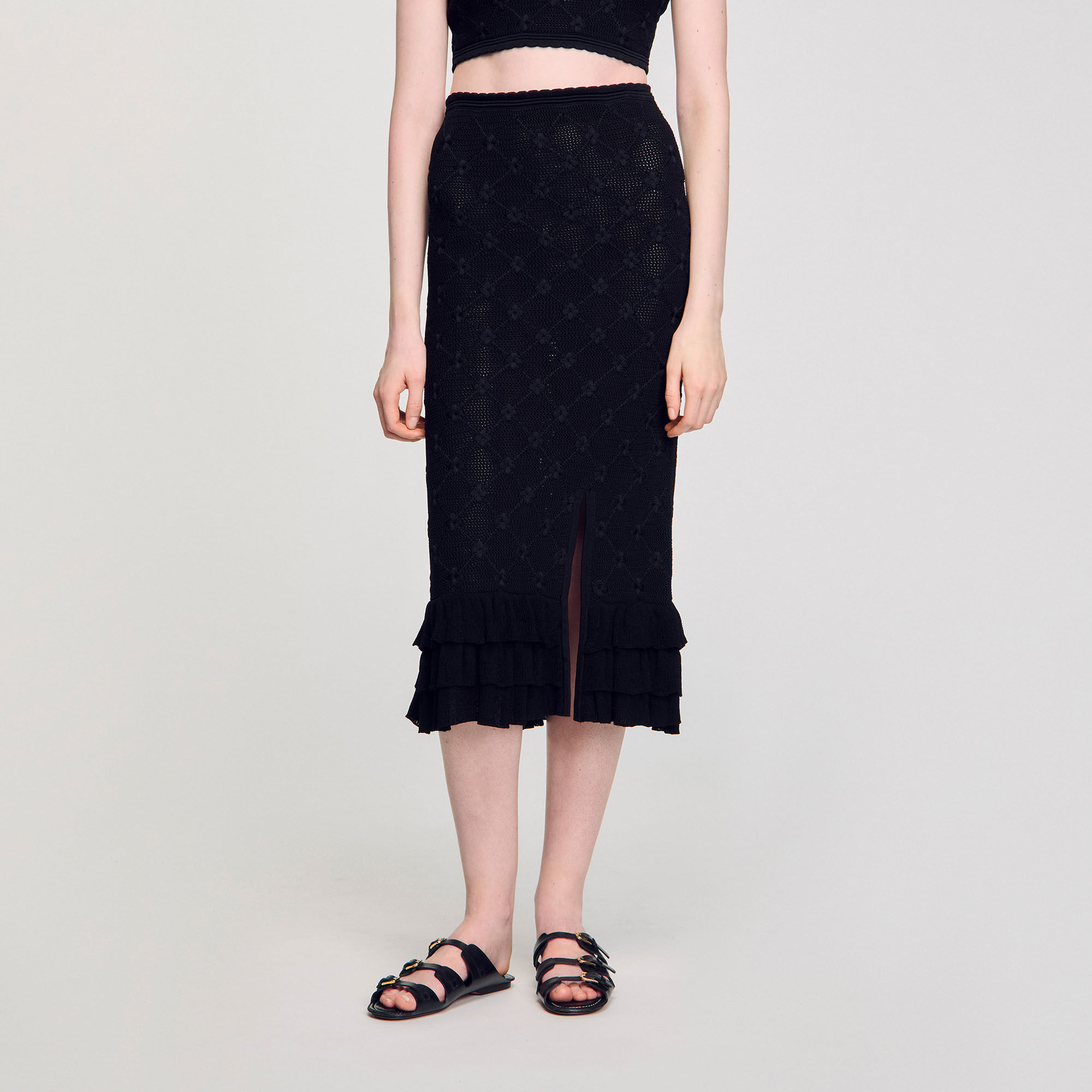 Jupe midi en maille