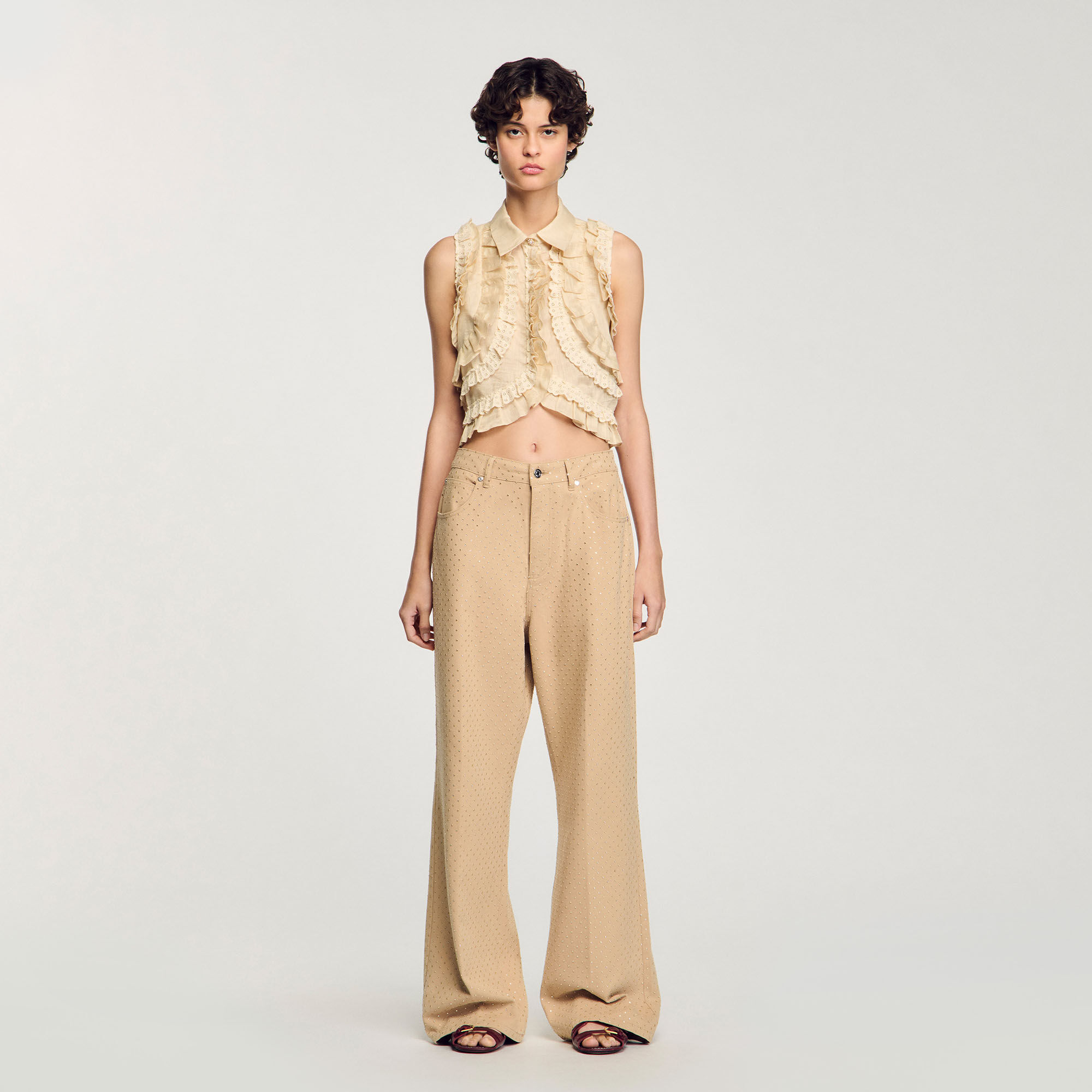 Chemise courte à volants