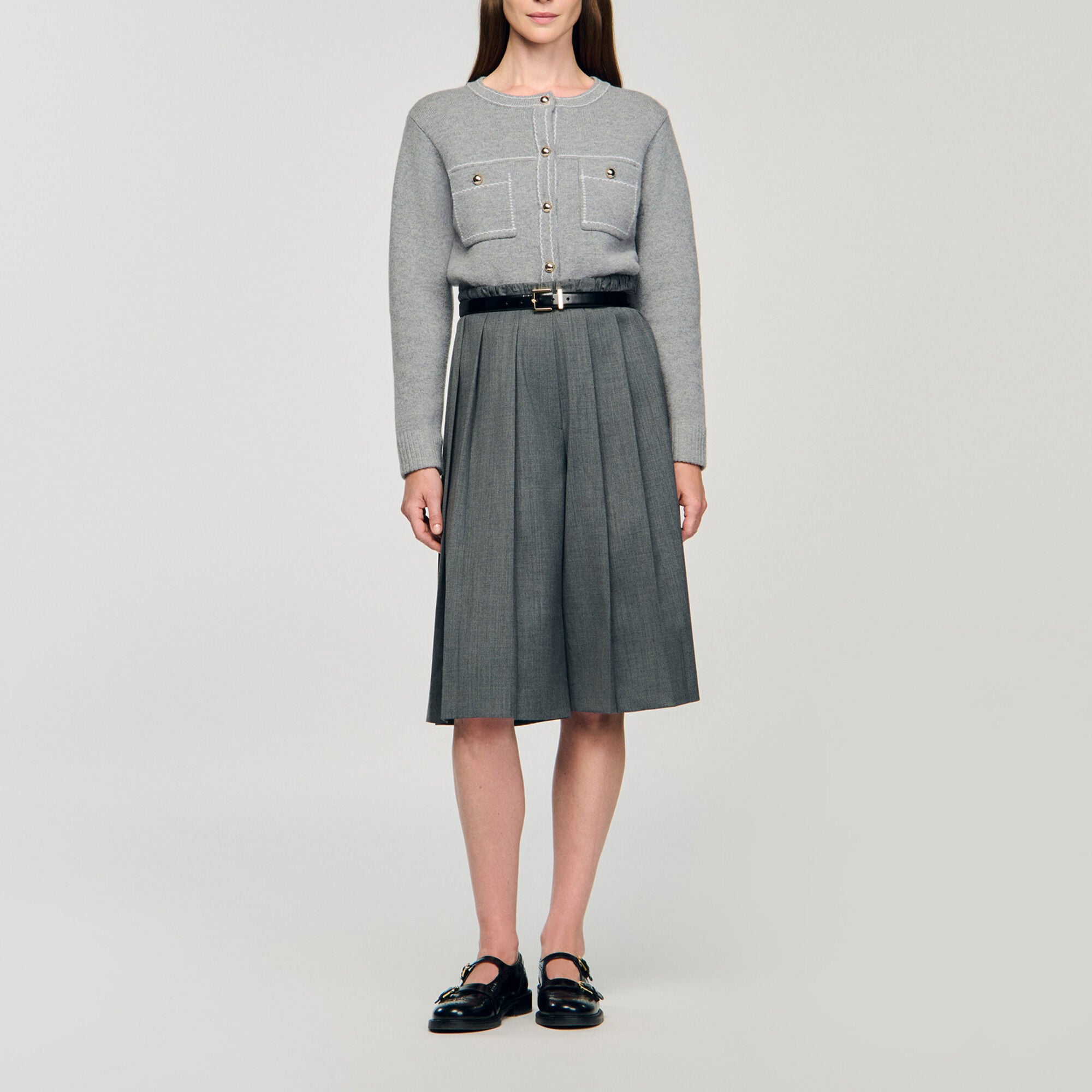 Cardigan &agrave; surpiq&ucirc;res contrast&eacute;es - Femme | Sandro Paris