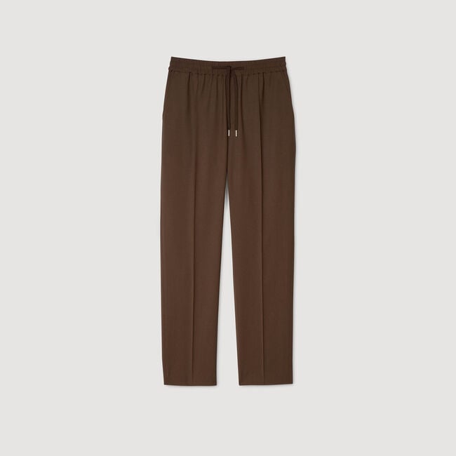 Pantalon élastiqué en laine