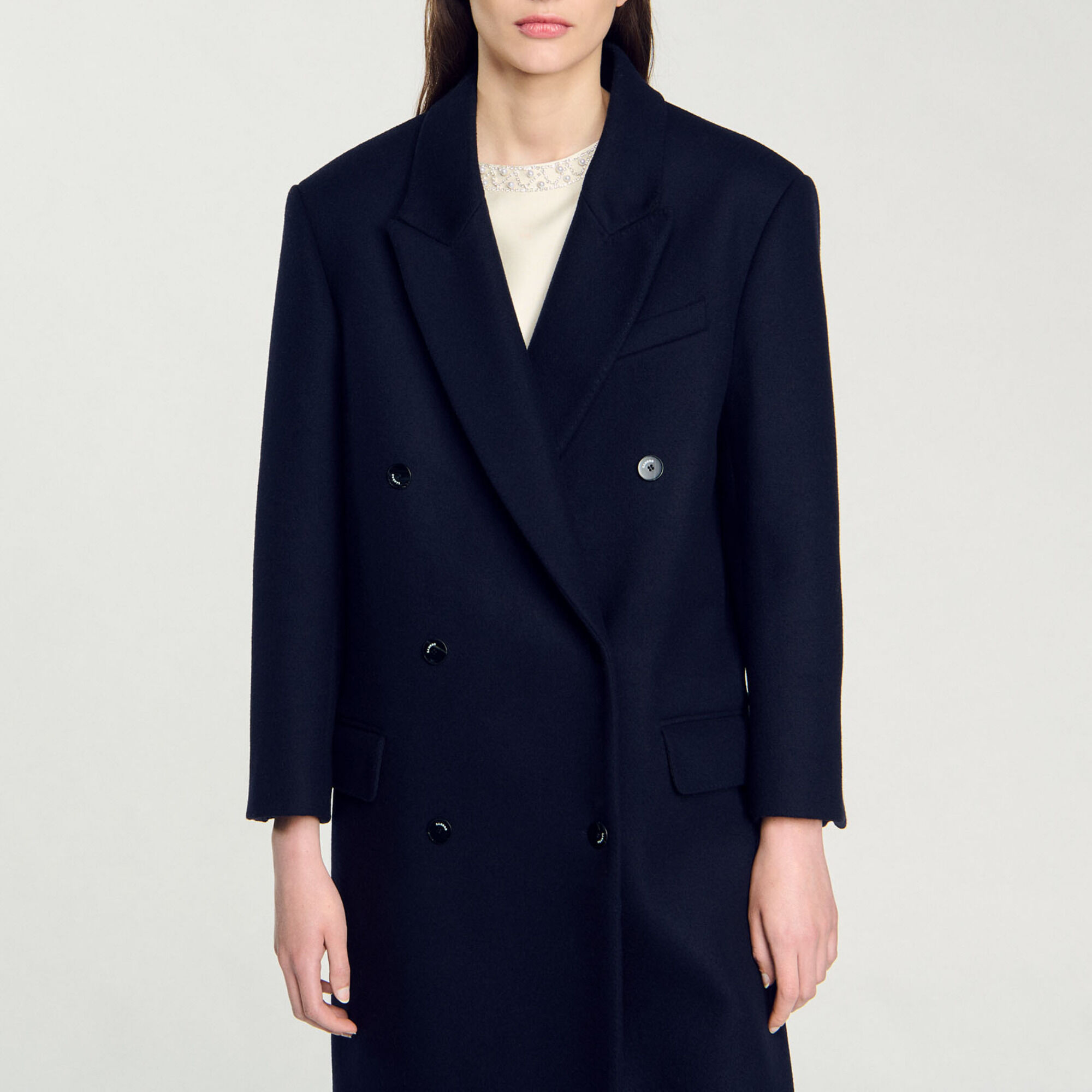 Manteau long en laine mélangée