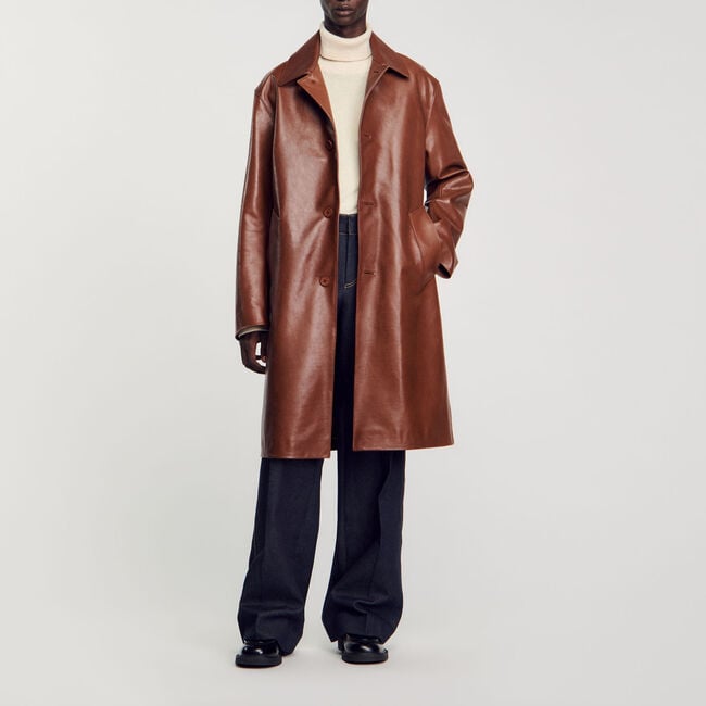 Manteau long en cuir