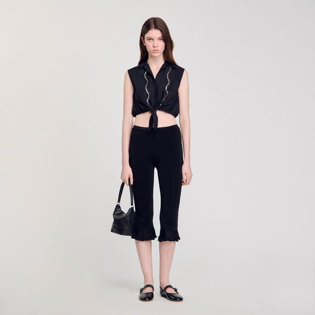 Chemise courte strassée