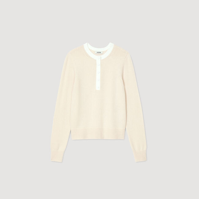 Pull bicolore en laine et cachemire 