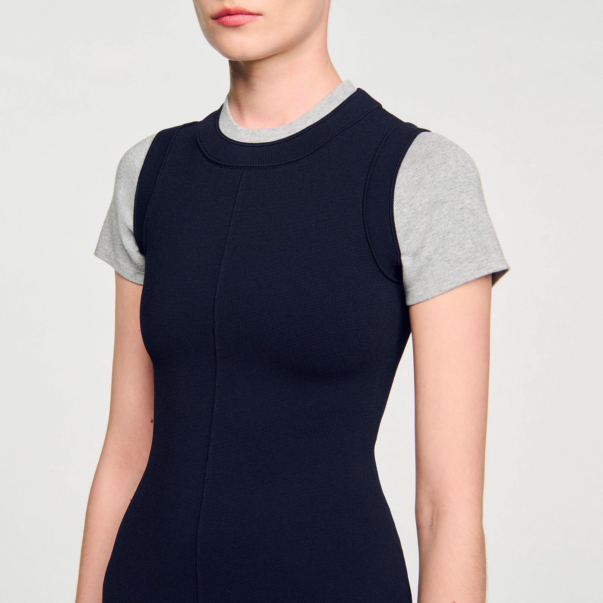 Robe courte en maille 2 en 1