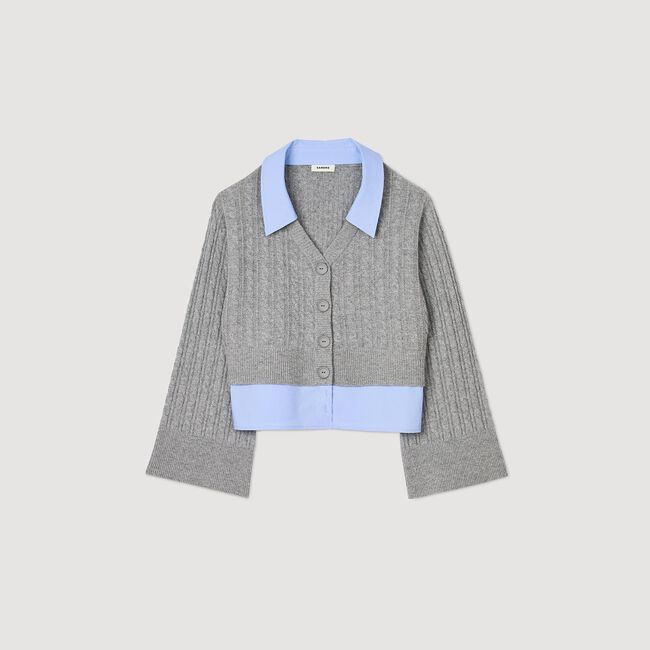 Cardigan à col chemise amovible