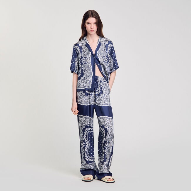 Pantalon fluide à imprimé bandana