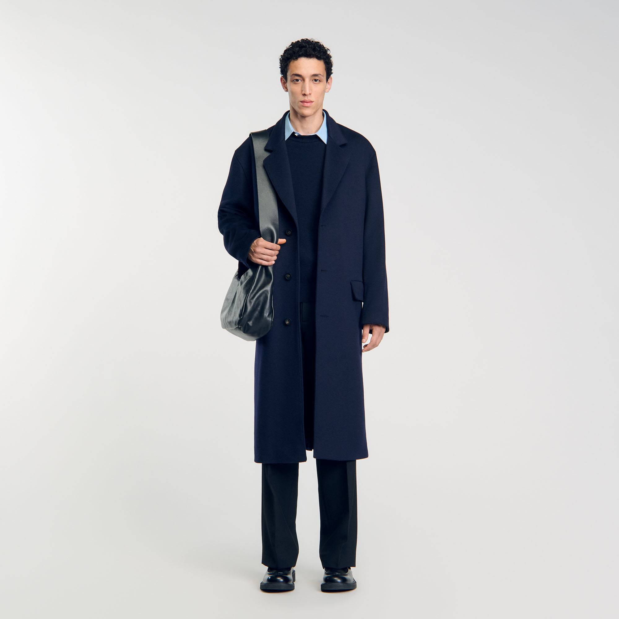Manteau oversize bleu pour homme Sandro Paris