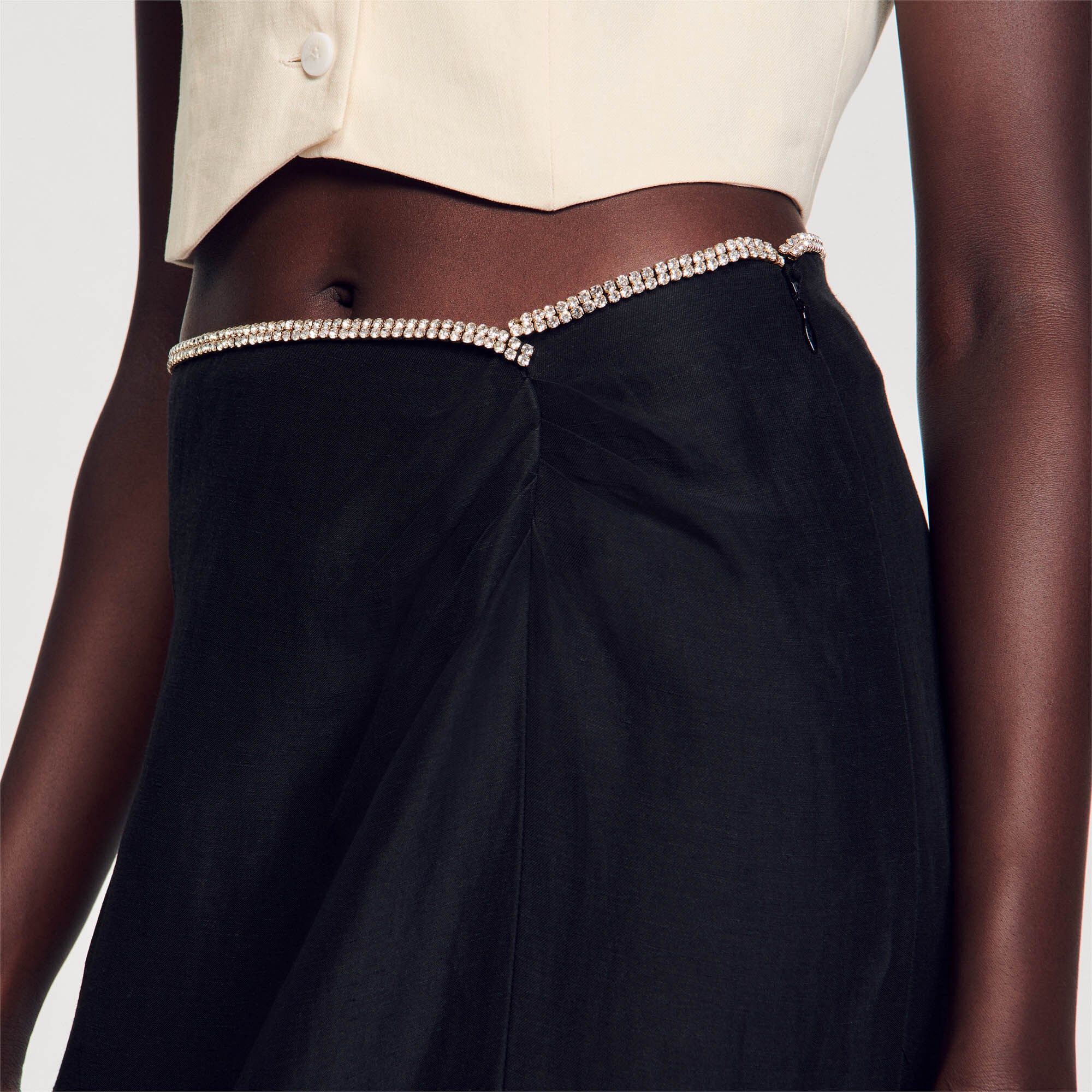 Jupe fendue strass&eacute;e - Femme | Sandro Paris