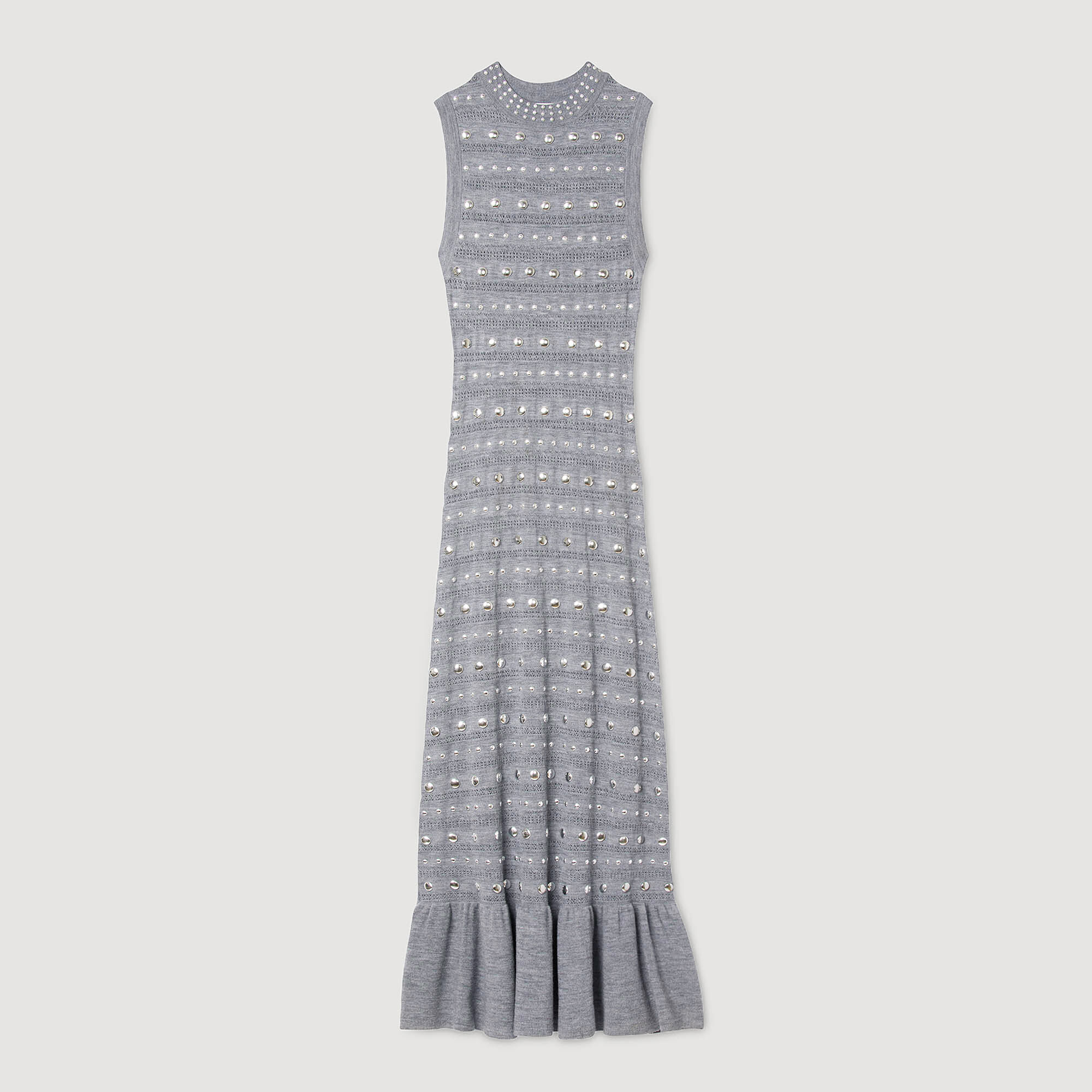 Robe longue en maille à studs