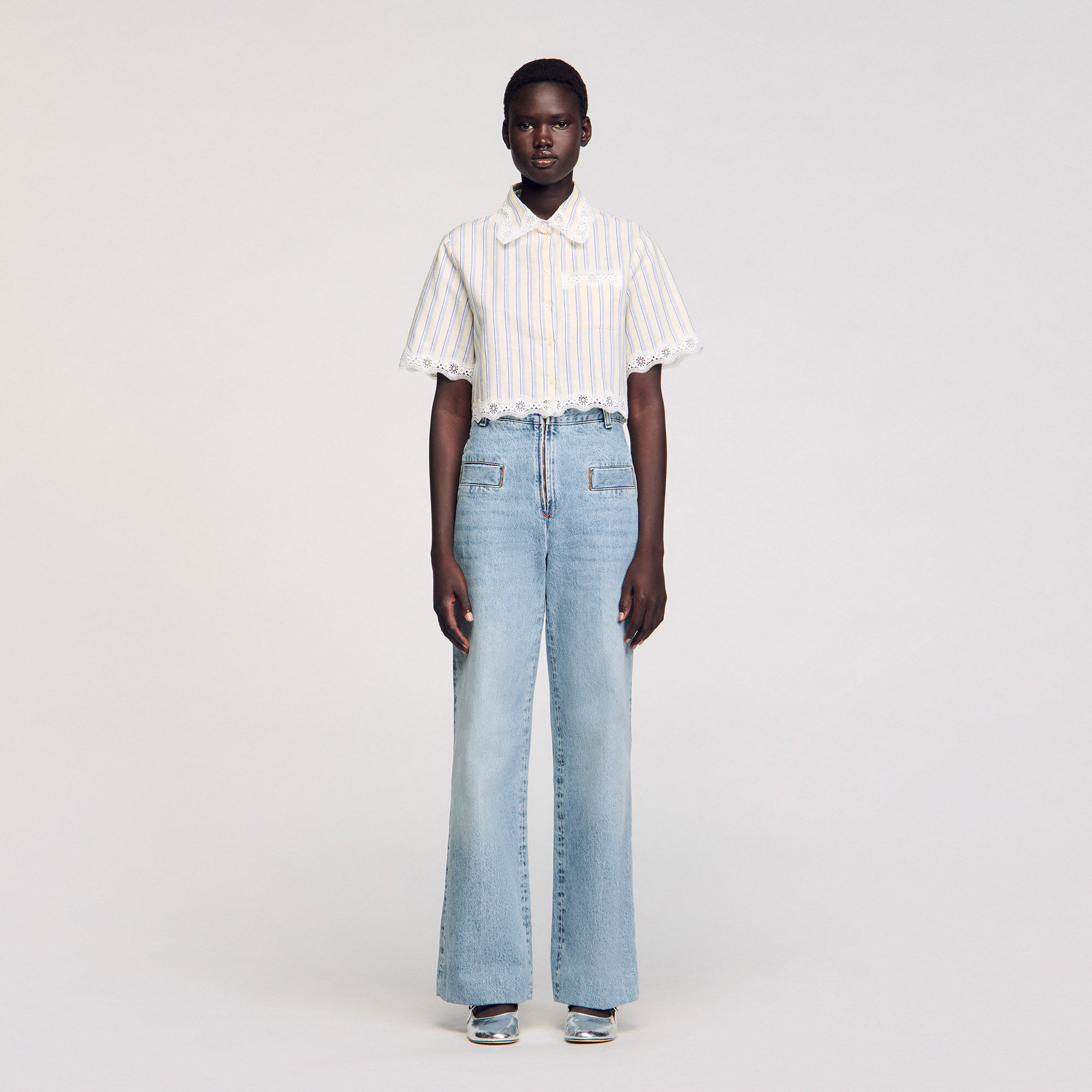 Chemise courte à rayures