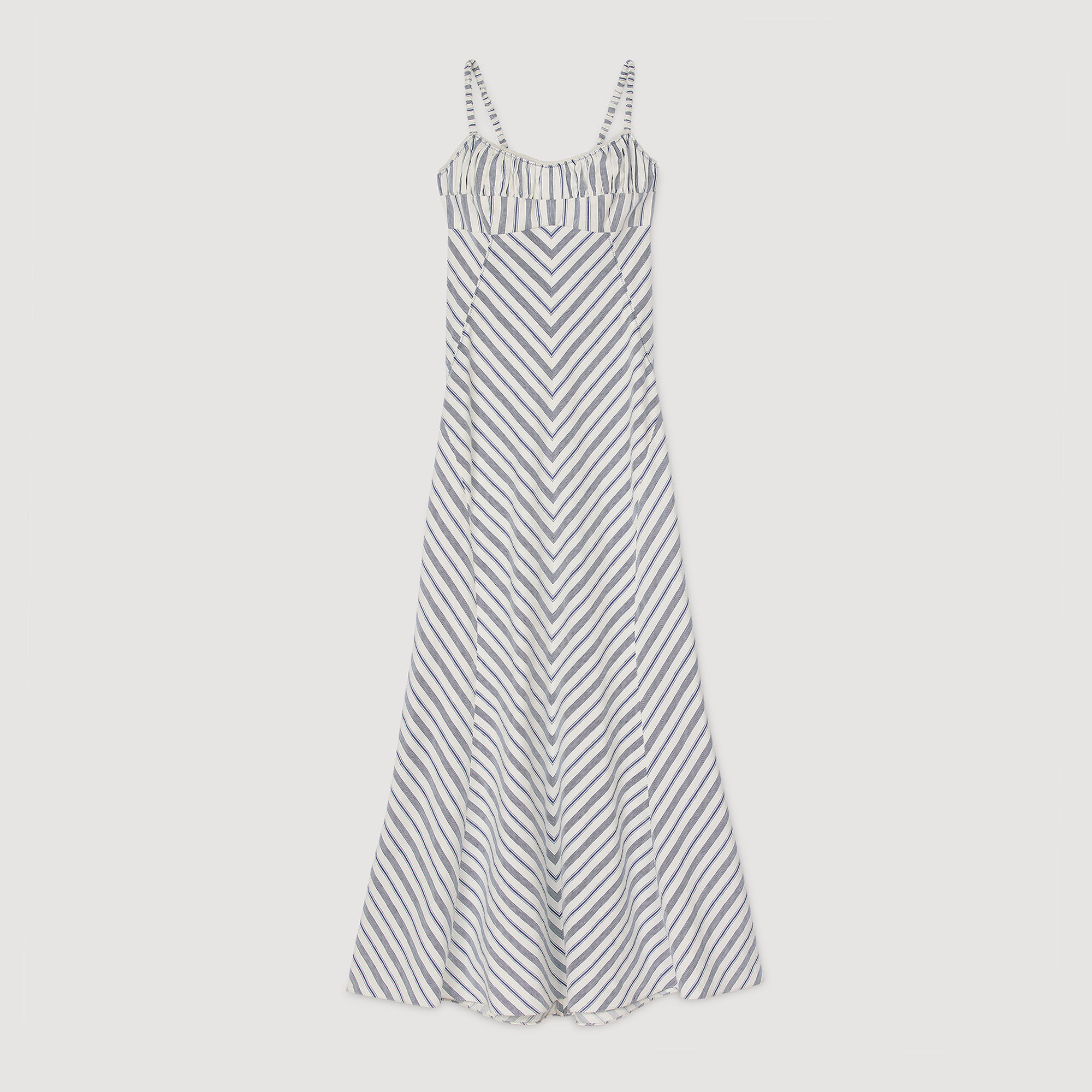 Robe longue rayée à bretelles