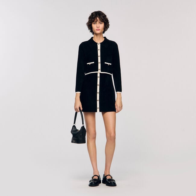Cardigan bicolore à col chemise