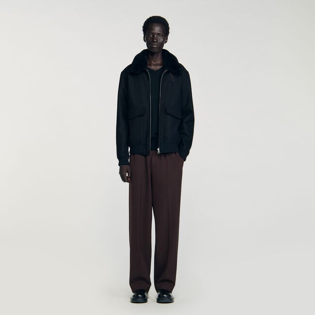 Blouson en laine col amovible
