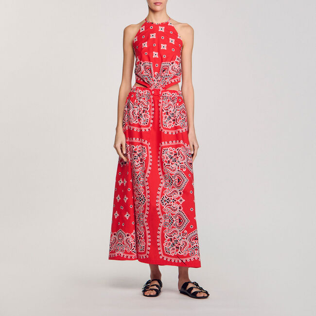Robe longue &agrave; imprim&eacute; bandana - Femme | Sandro Paris