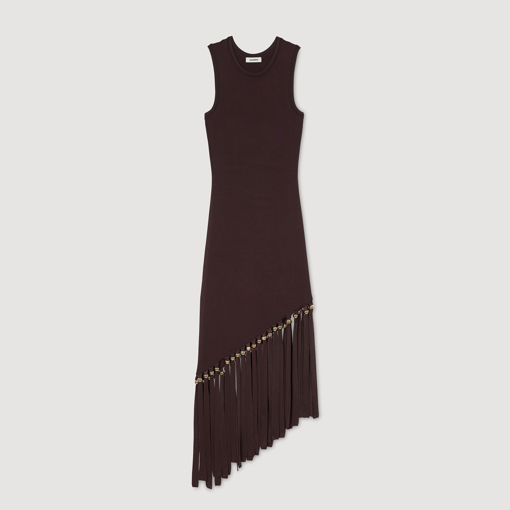 Robe longue frangée et perlée