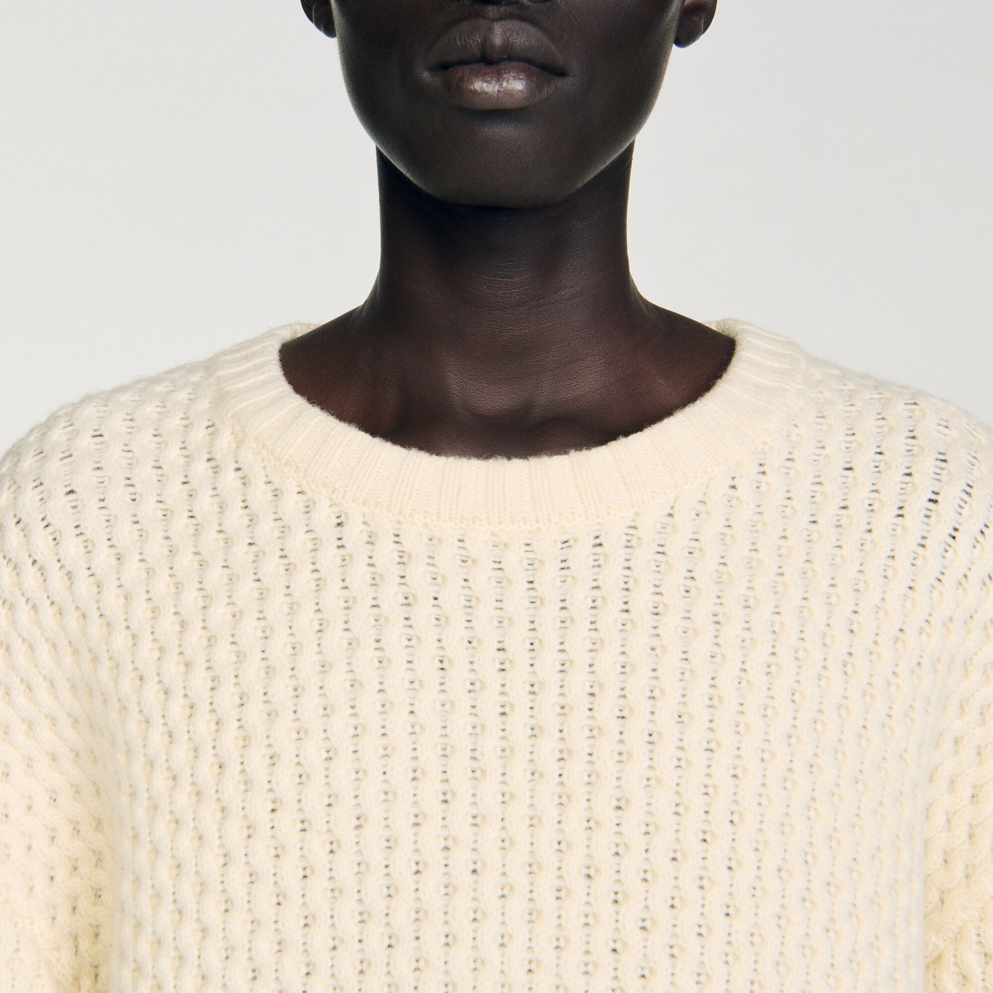 Pull laine point nid d'abeille