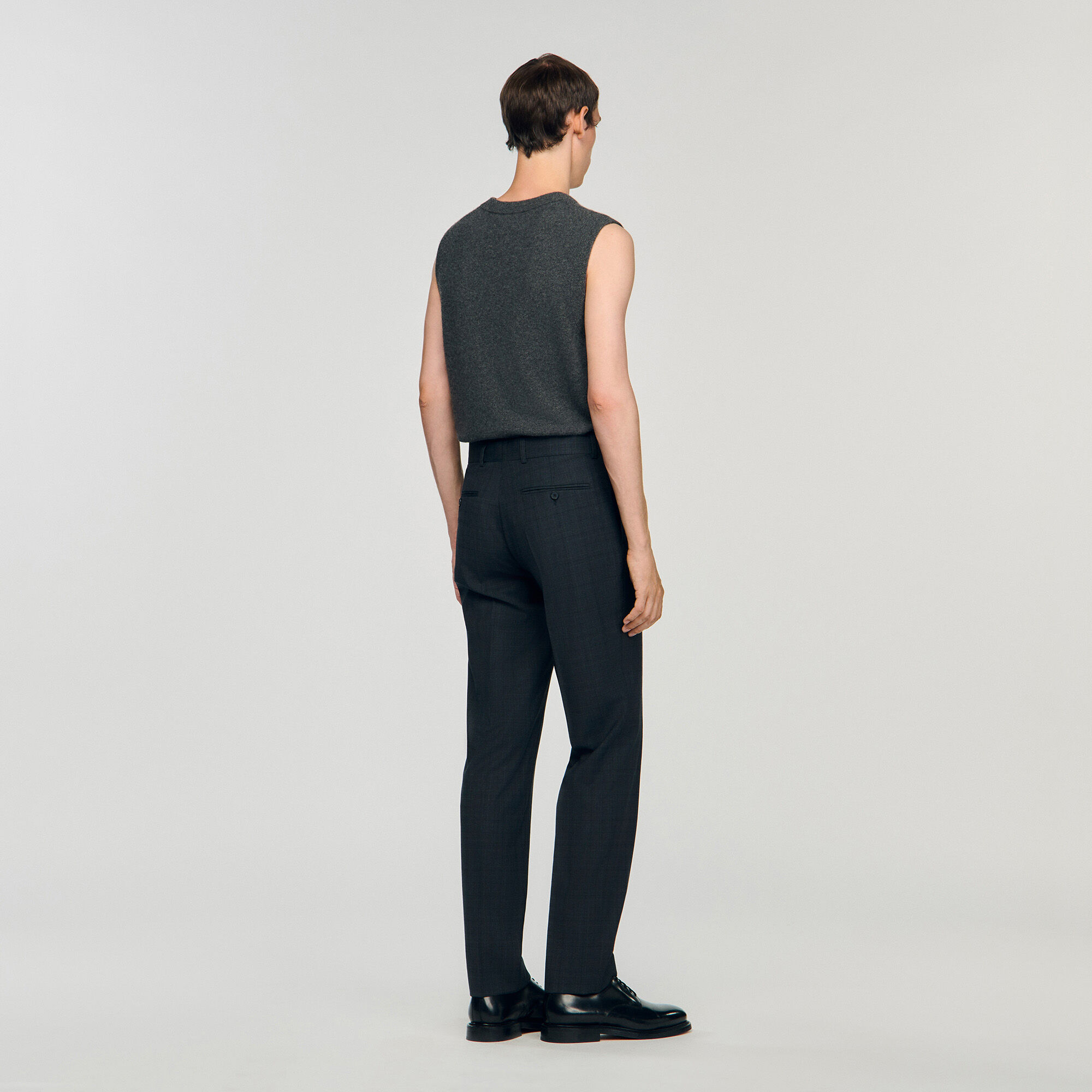 Pantalon en laine à carreaux