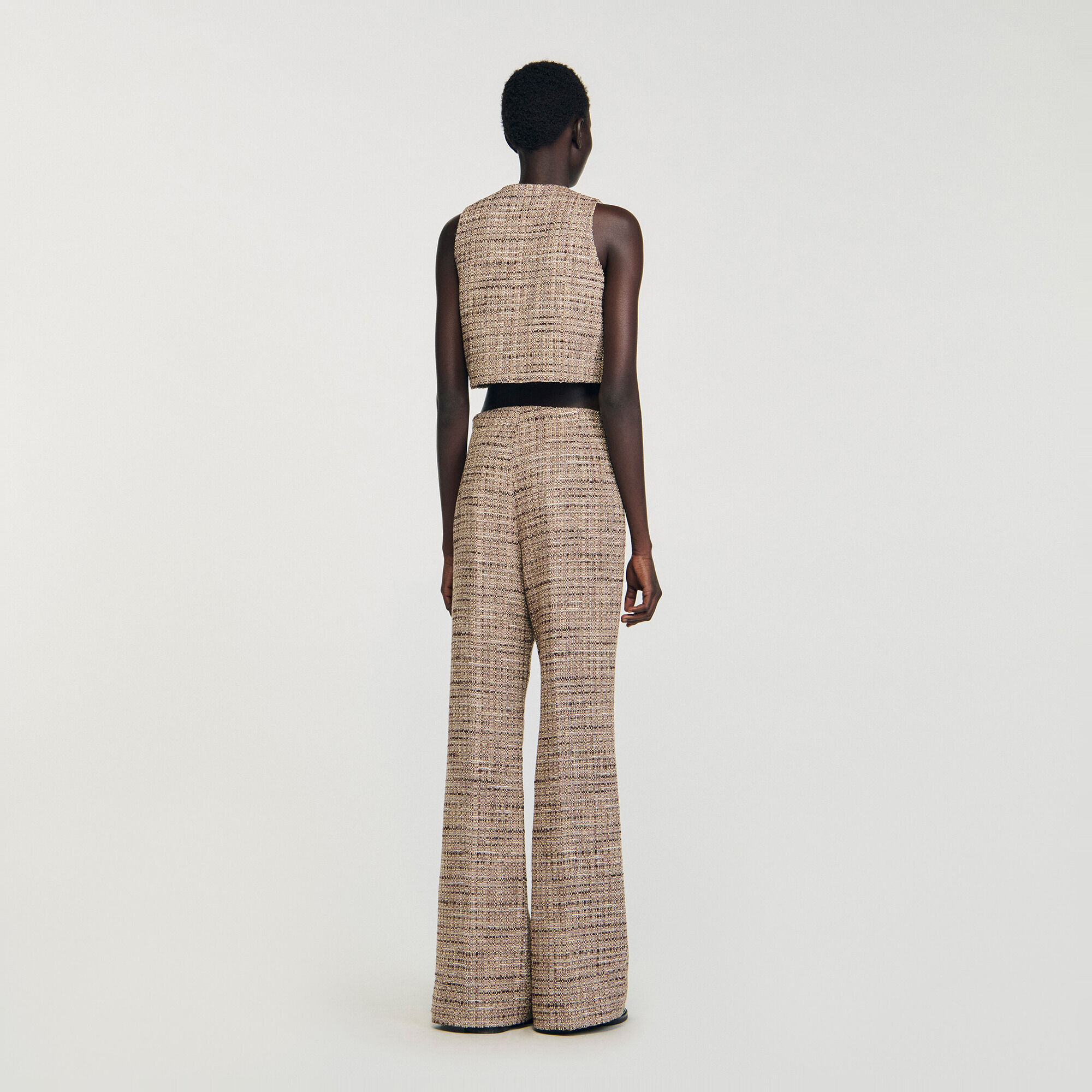 Top court en tweed &agrave; carreaux - Femme | Sandro Paris