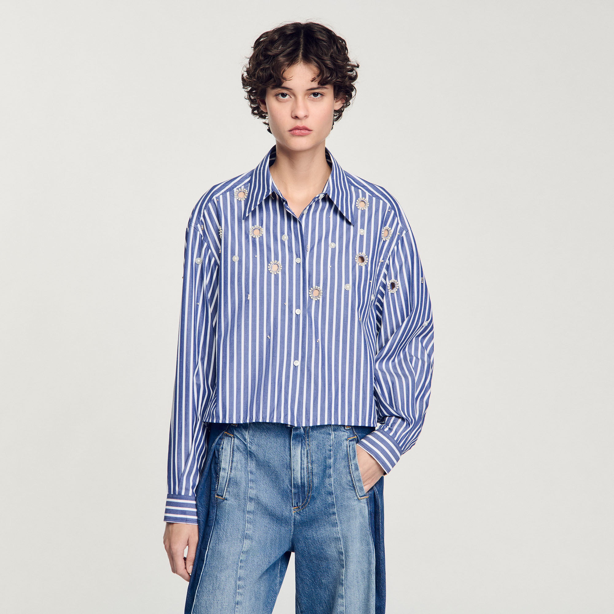 Chemise à rayures perlée