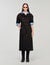 Manteau long en laine et cuir