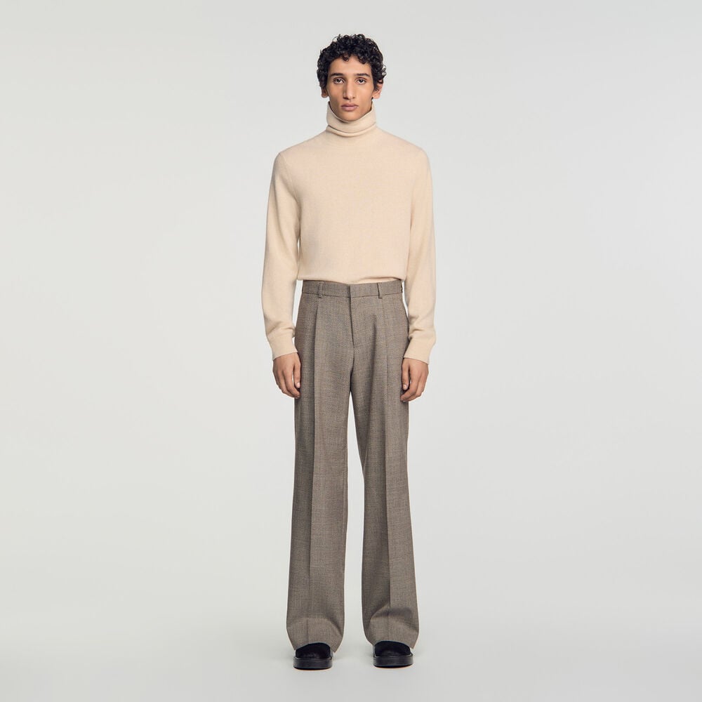 Sandro Pantalon de costume en laine – Marron – vue 2