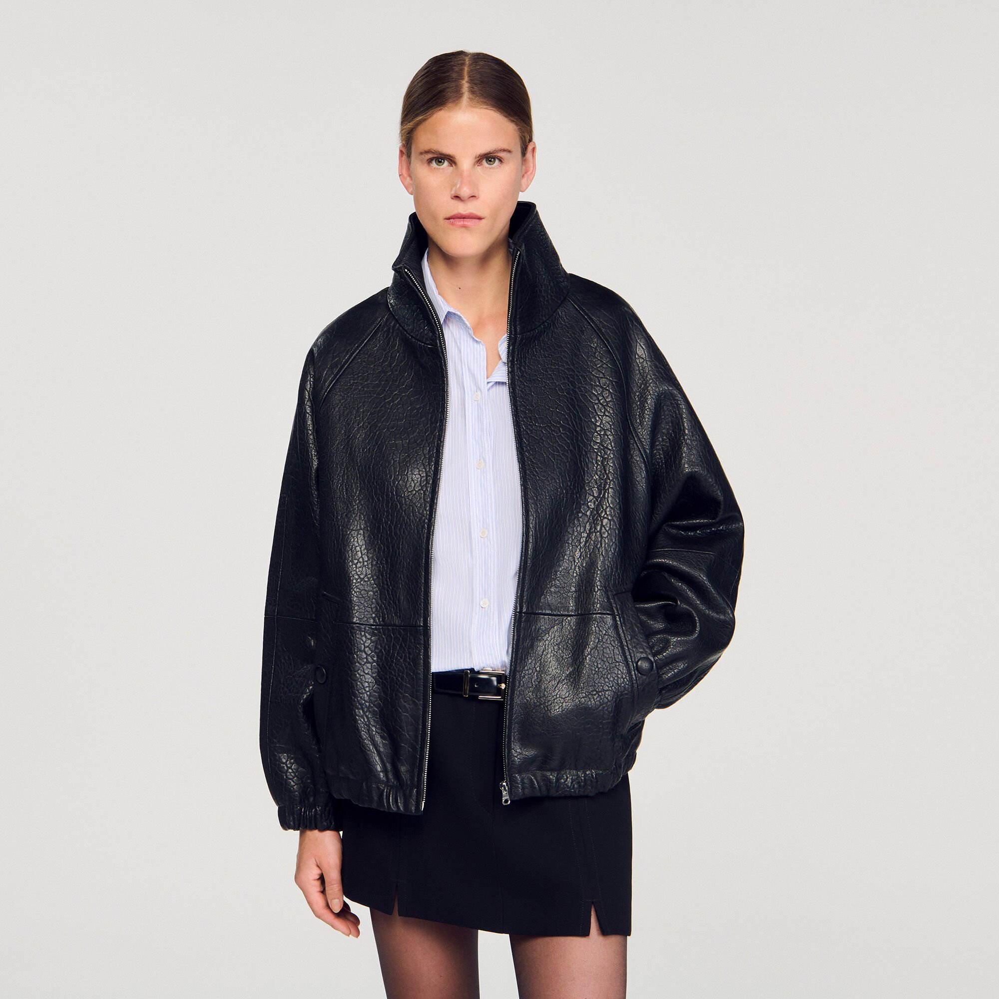 Blouson en cuir oversize