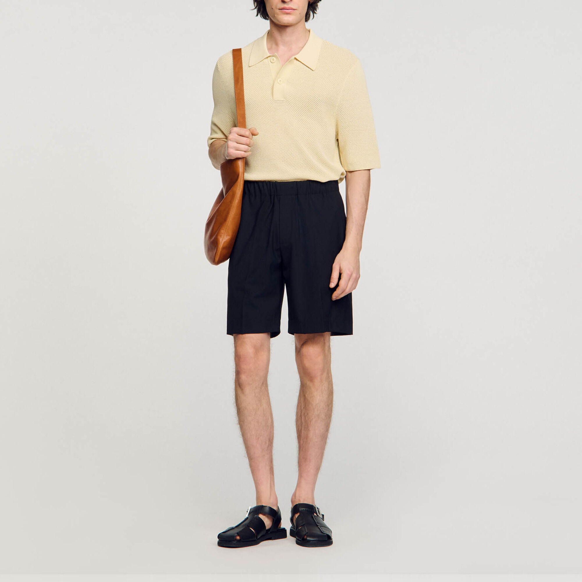 Short large gris noir pour homme Sandro Paris