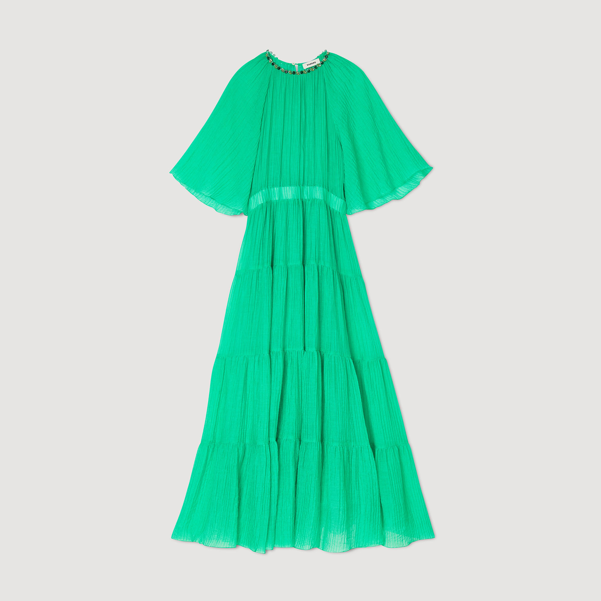 Robe midi à col strassé