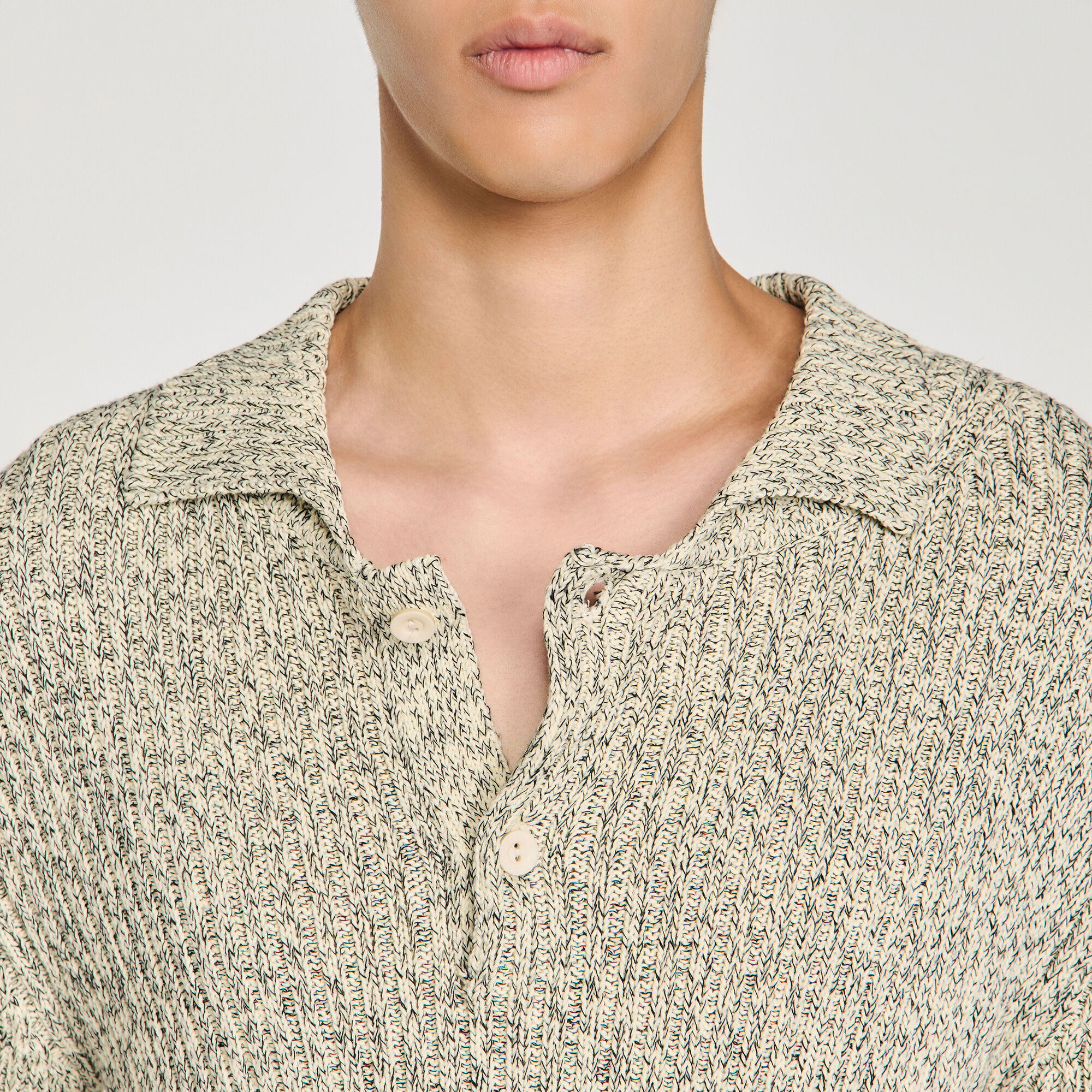 Polo en maille effet chin&eacute; en coton