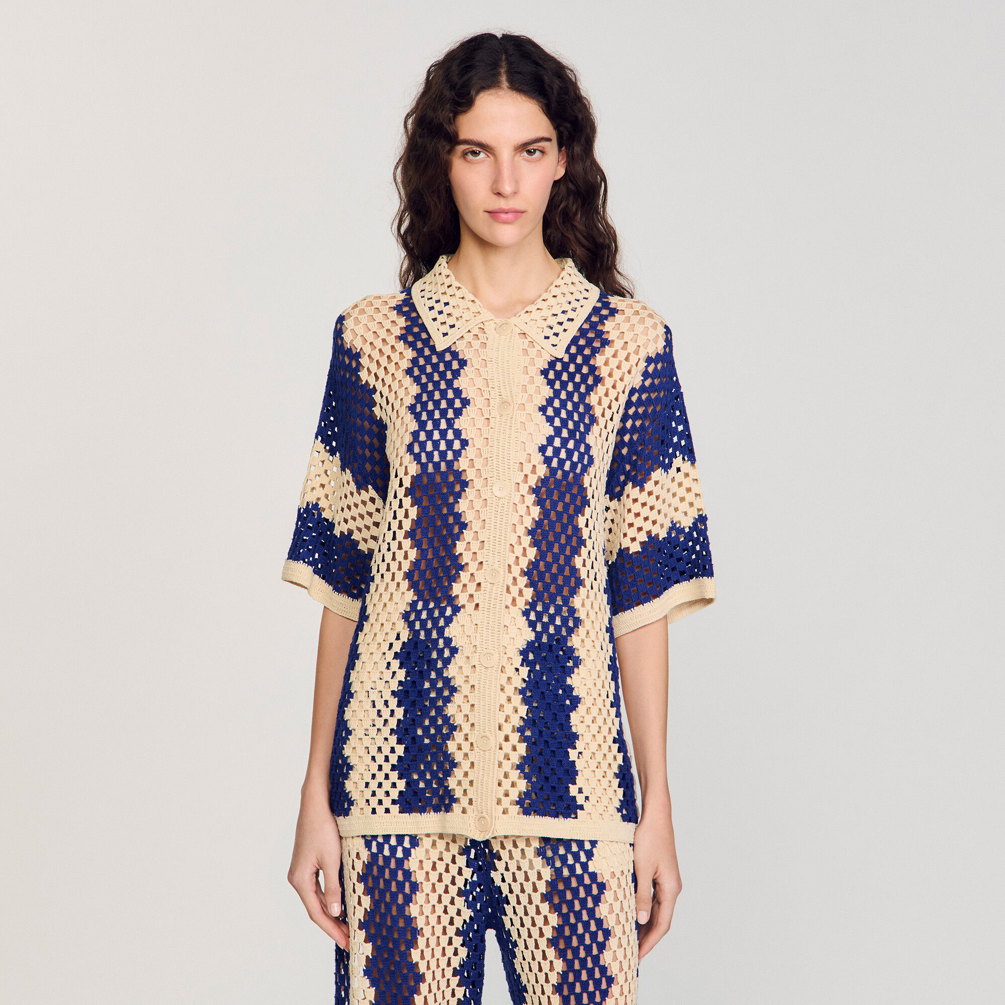Cardigan en maille bicolore