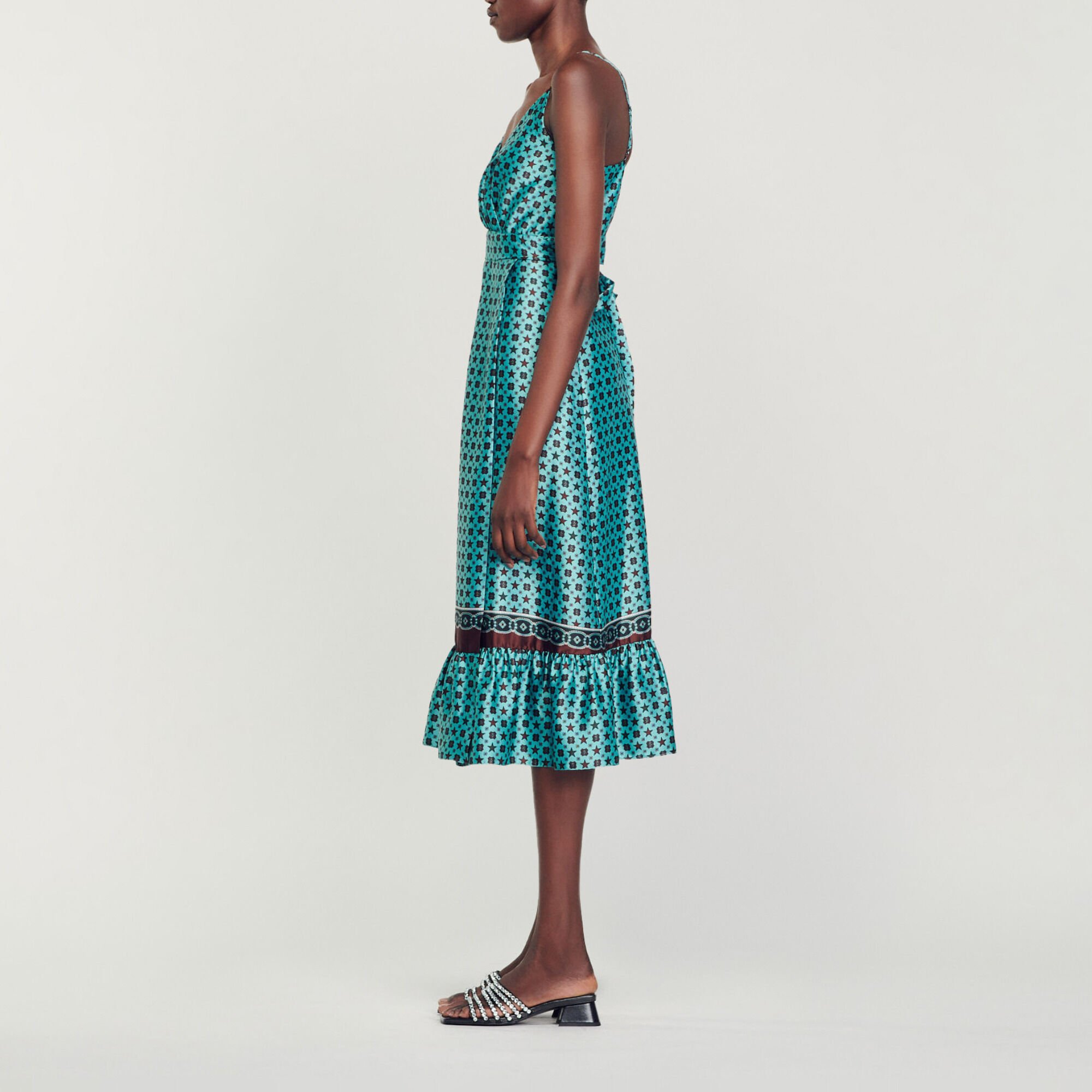 Robe midi satinée imprimée