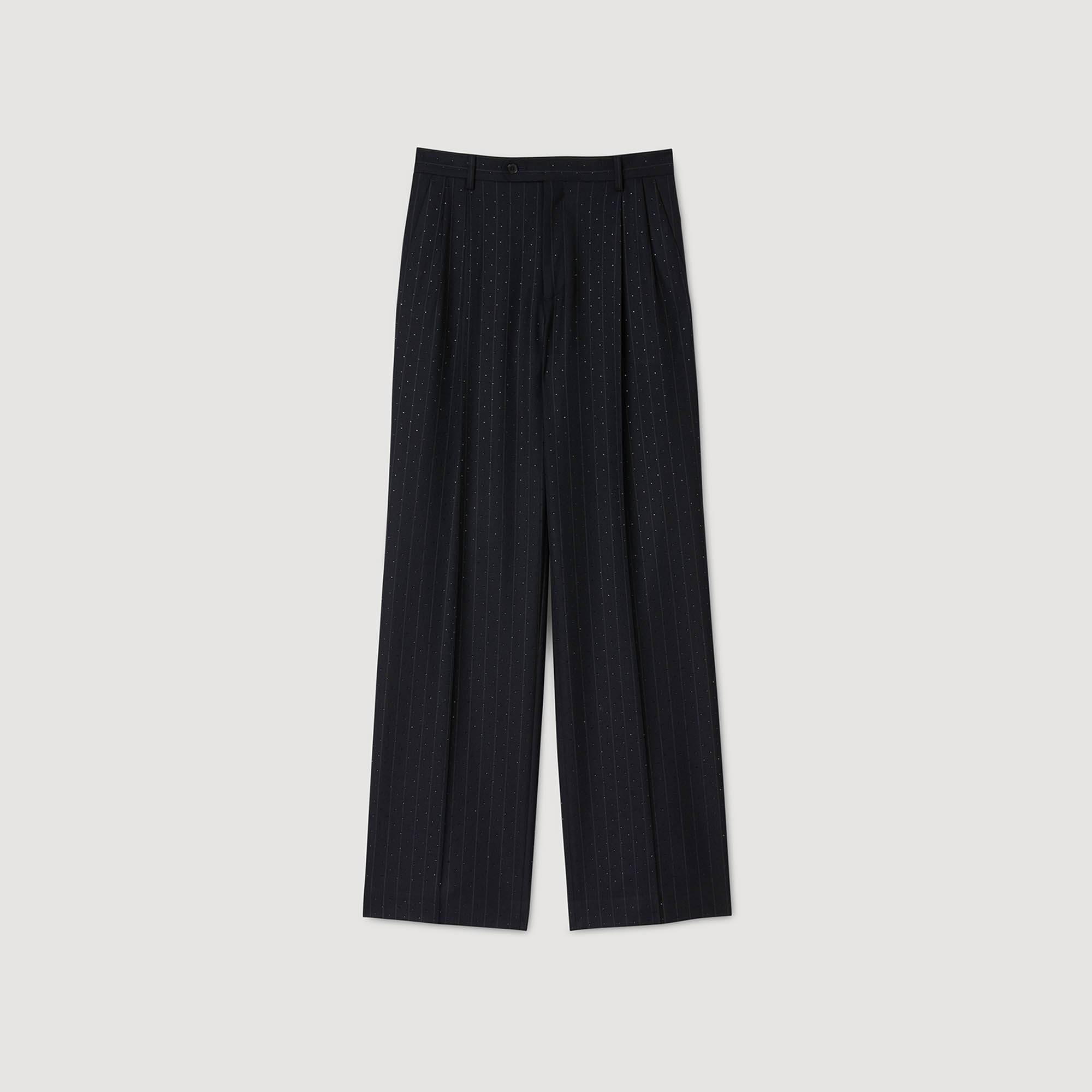 Pantalon à rayures strassées
