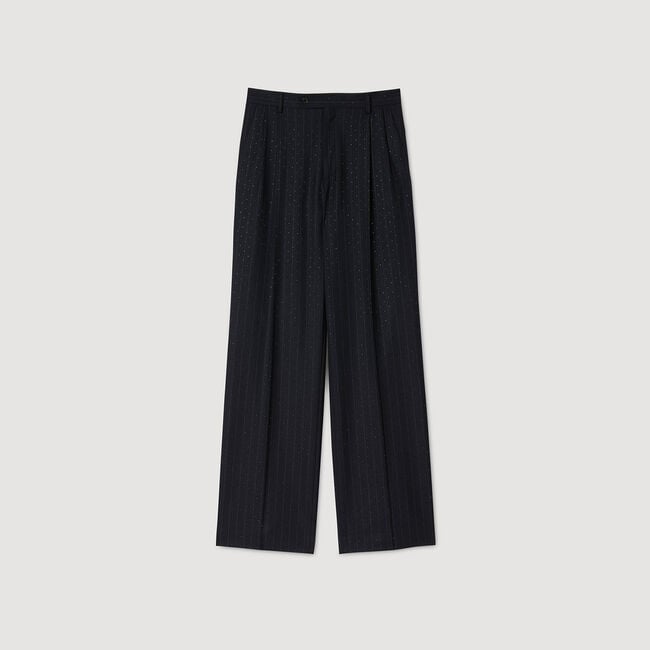 Pantalon à rayures strassées