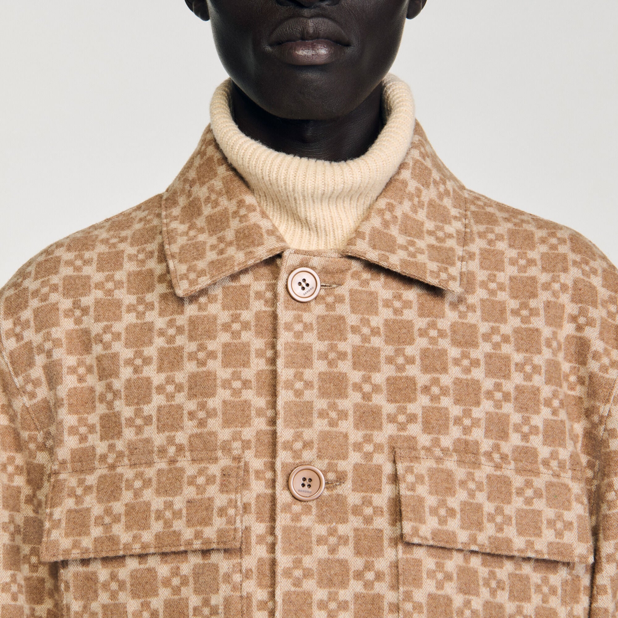 Surchemise en laine jacquard - Homme | Sandro Paris