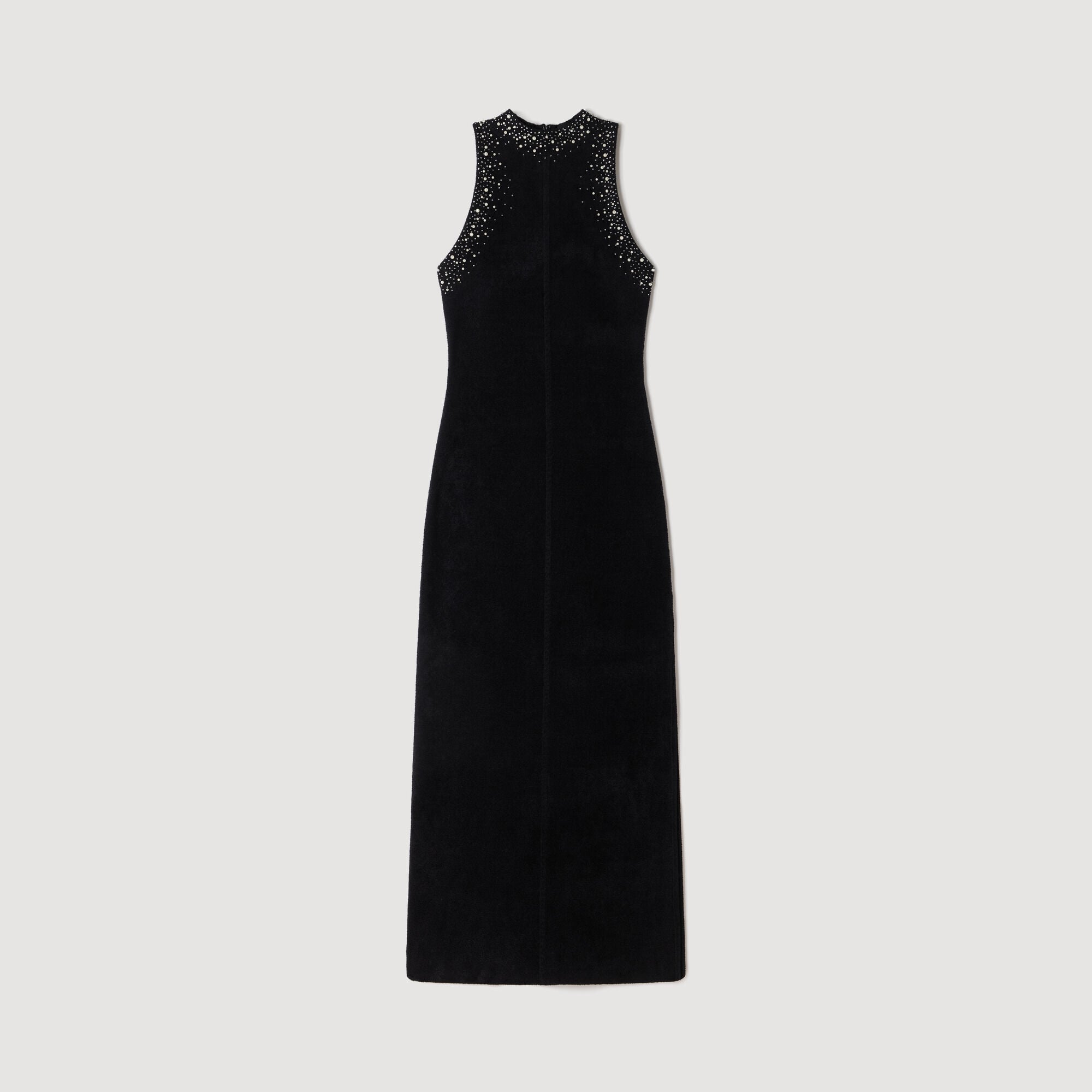 Robe longue en velours &agrave; strass - Femme | Sandro Paris