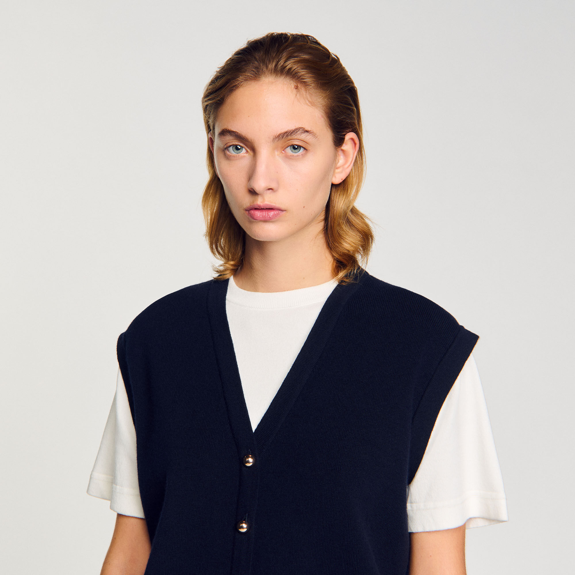 Pull bicolore en laine et cachemire 