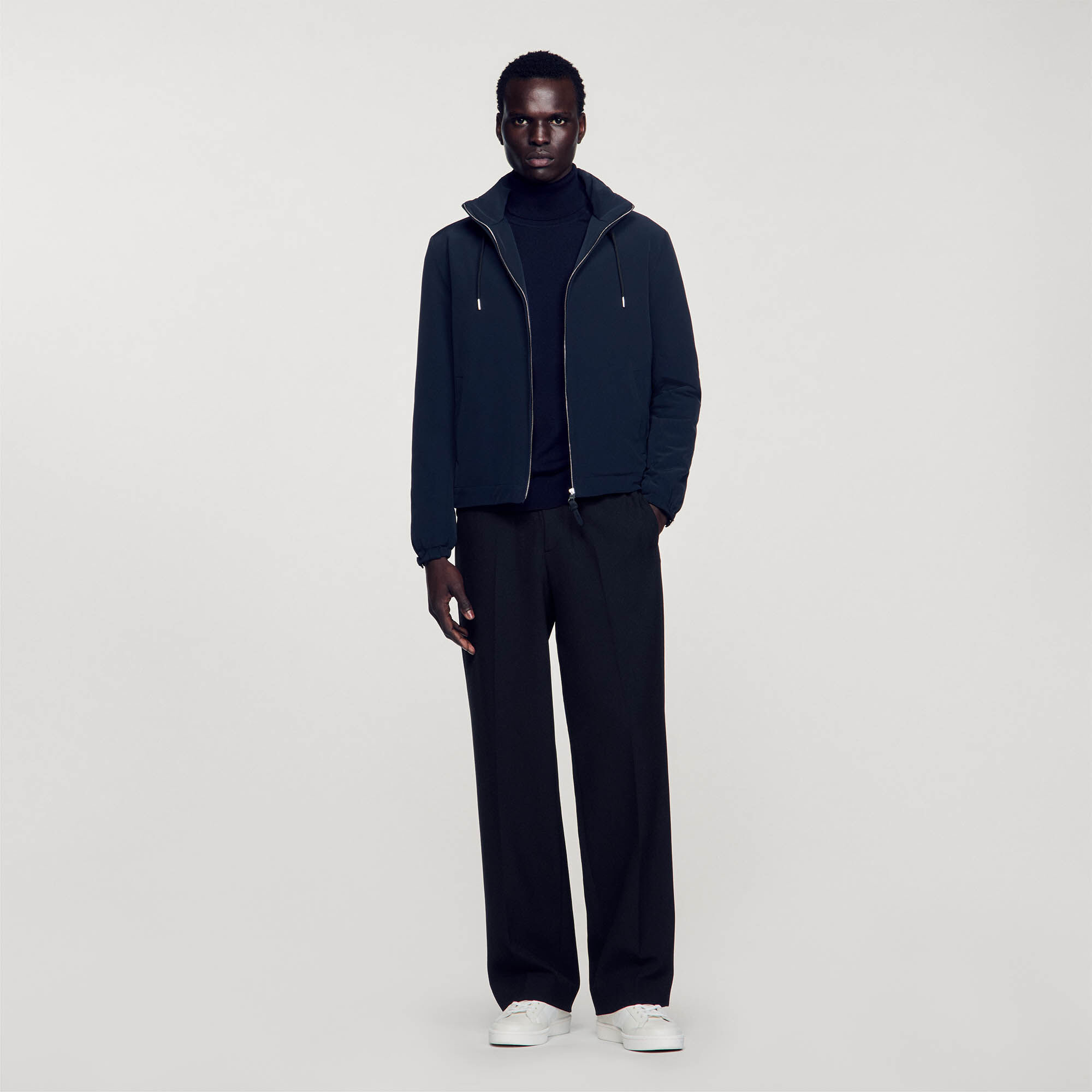 Blouson en tissu technique bleu pour homme Sandro Paris