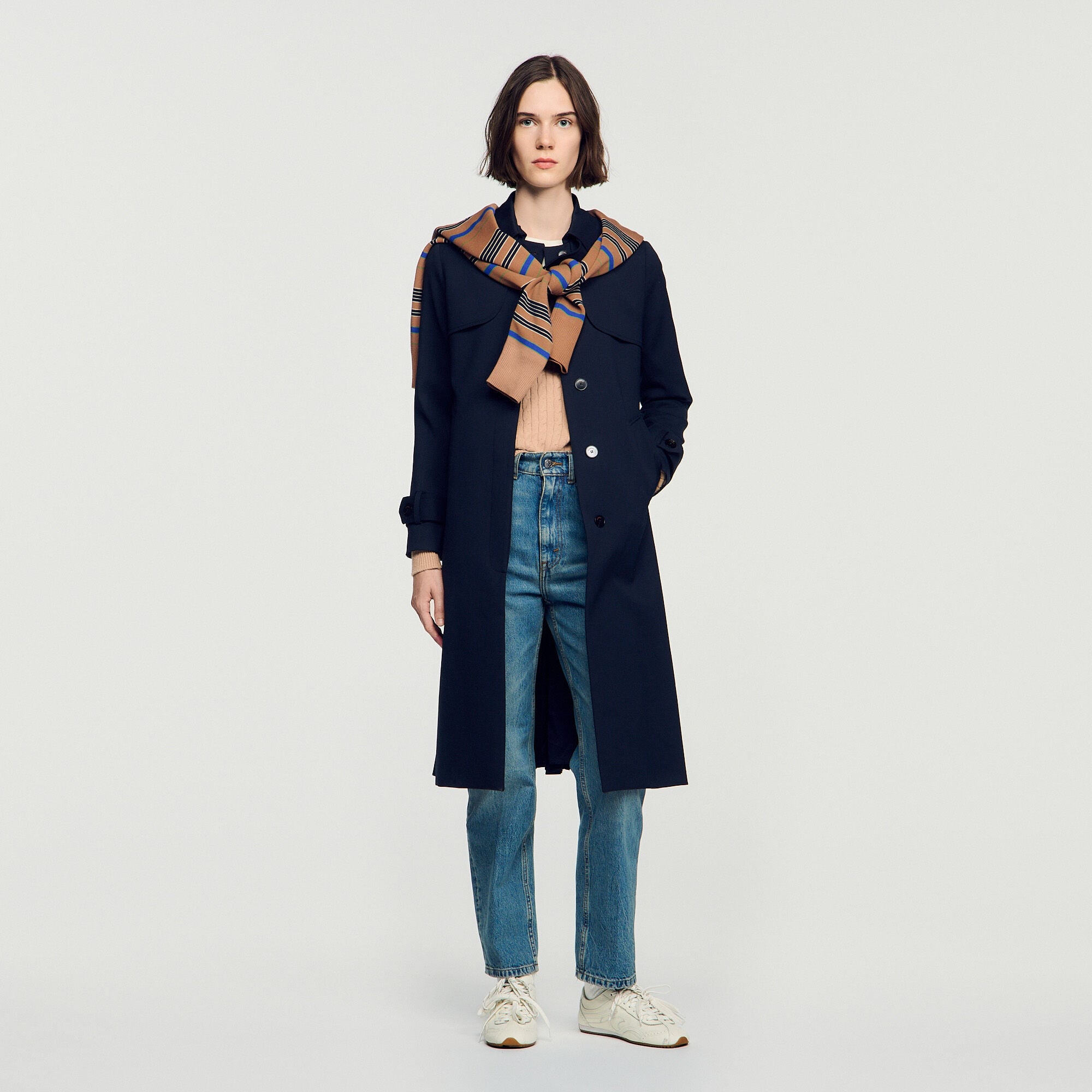 Trench &agrave; empi&egrave;cement pliss&eacute; - Femme | Sandro Paris