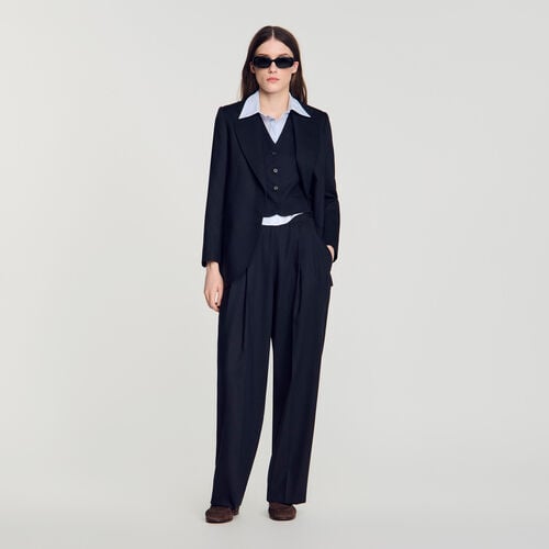 Sandro Pantalon en laine à rayures