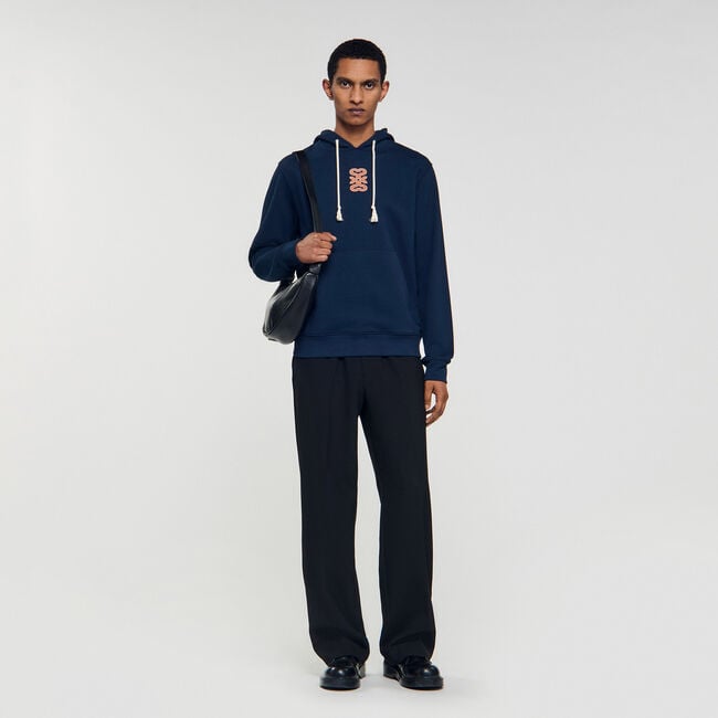 Sweatshirt à patch en cuir