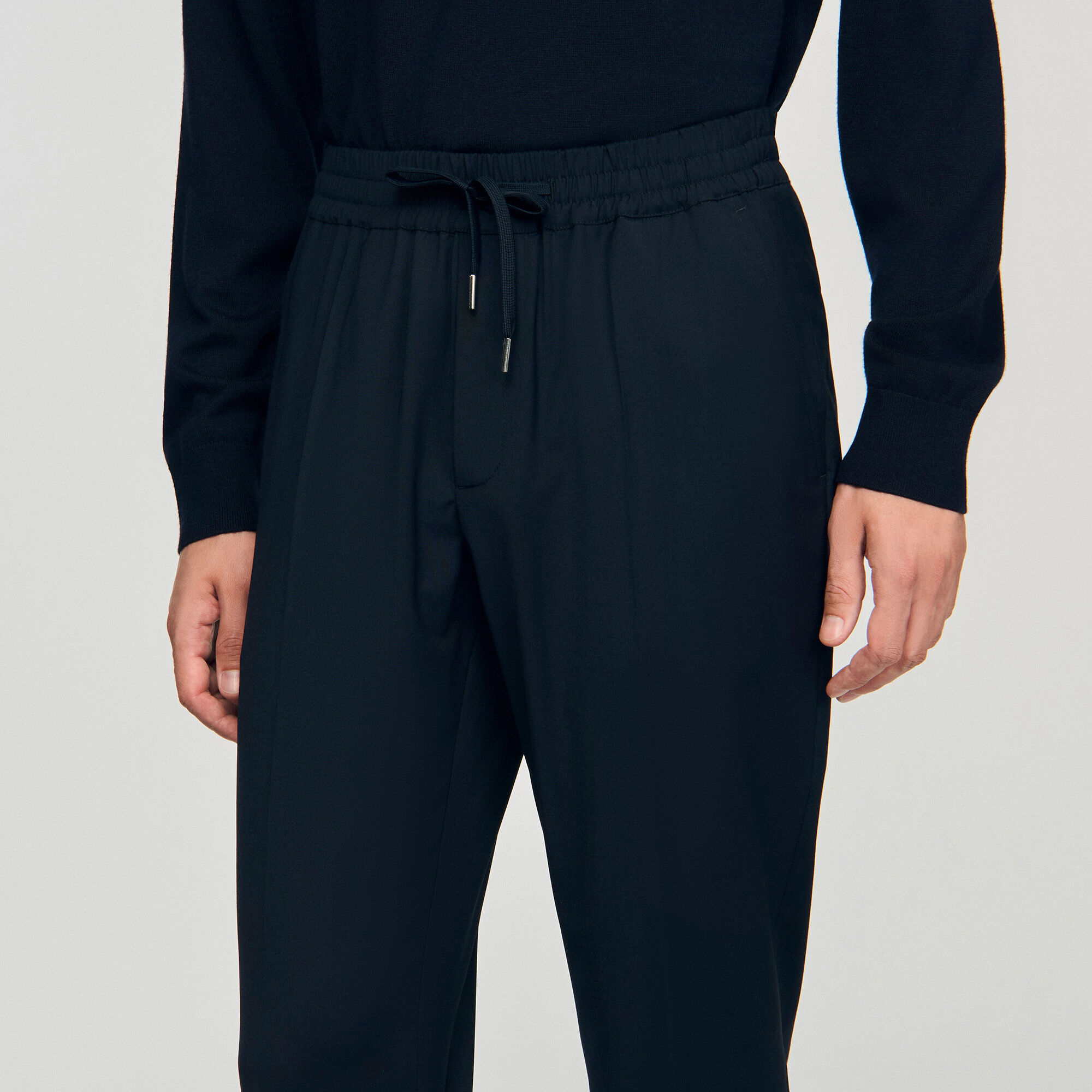 Pantalon élastiqué en laine