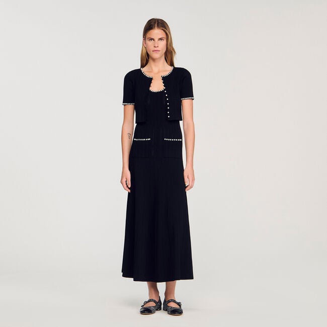 Cardigan court perlé