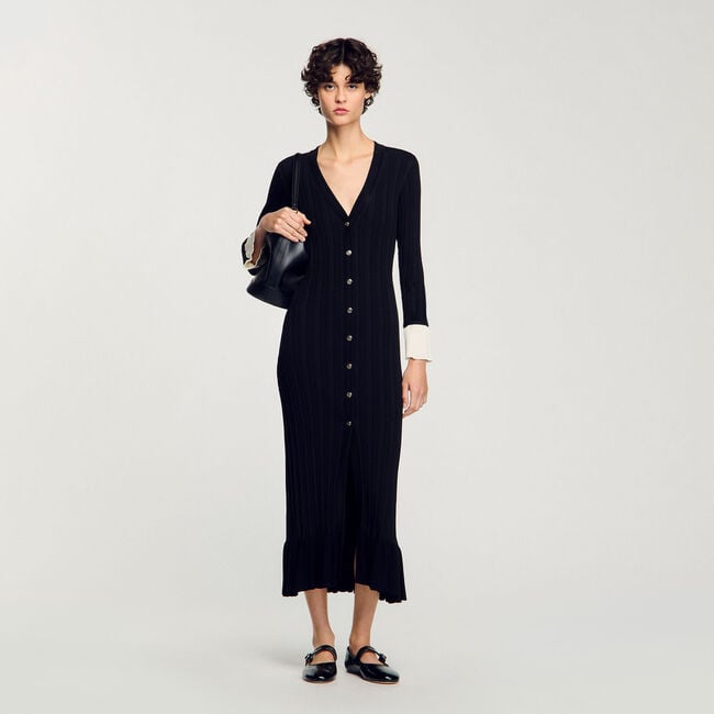 Robe longue volants contrastés