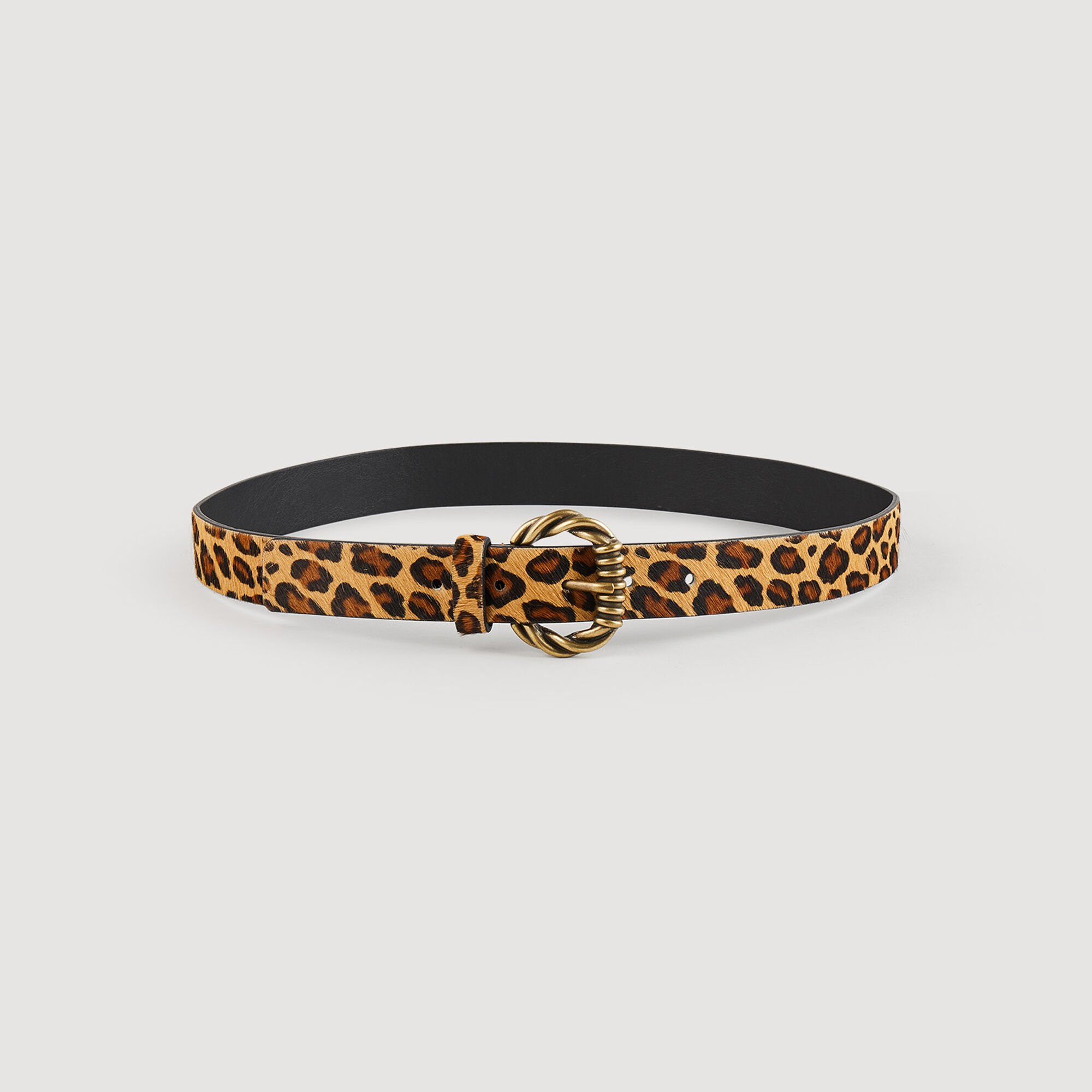 Ceinture large en cuir imprimé léopard